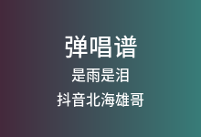 是雨是泪吉他谱_抖音北海雄哥_C调弹唱六线谱