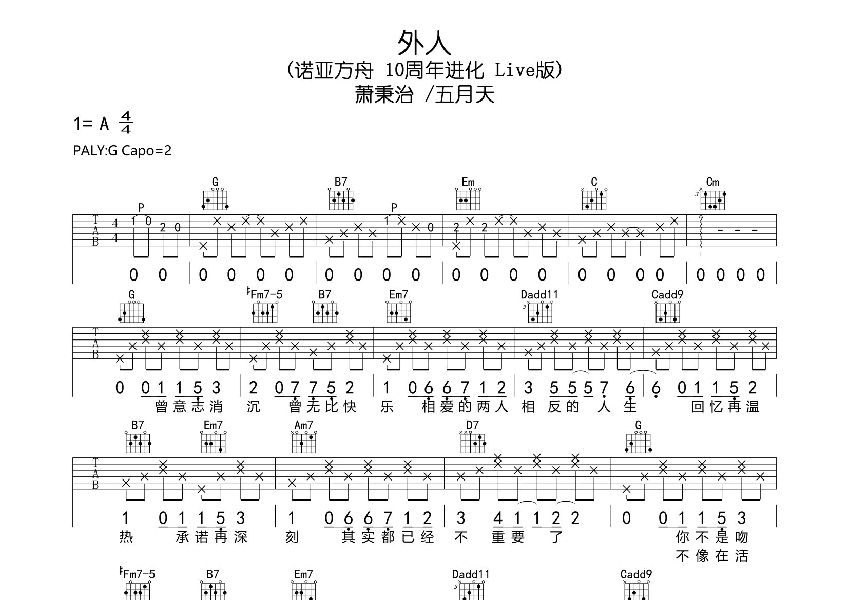 外人吉他谱预览图