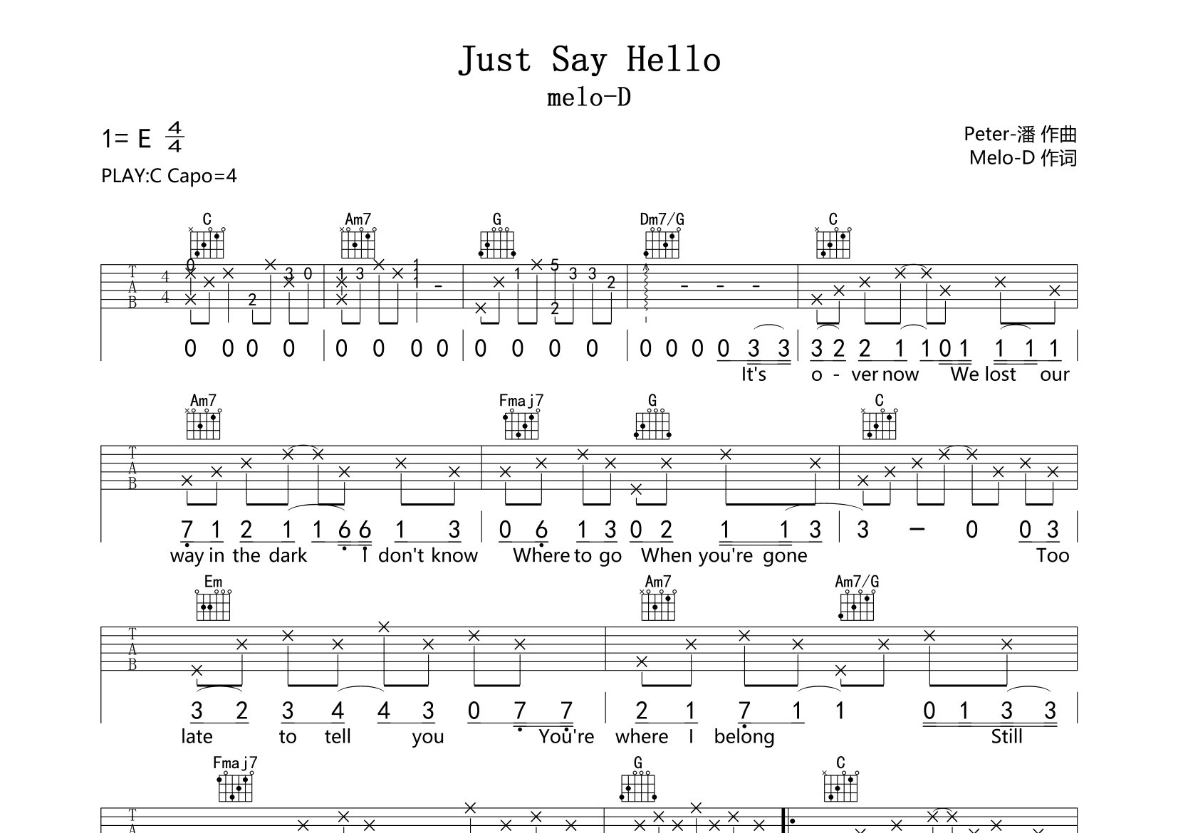 Just-Say-Hello吉他谱预览图