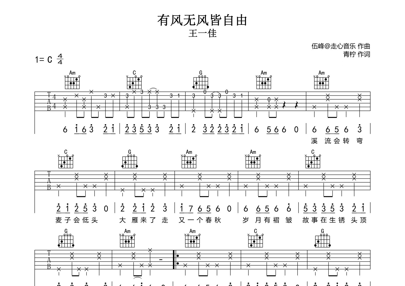一点一滴吉他谱预览图