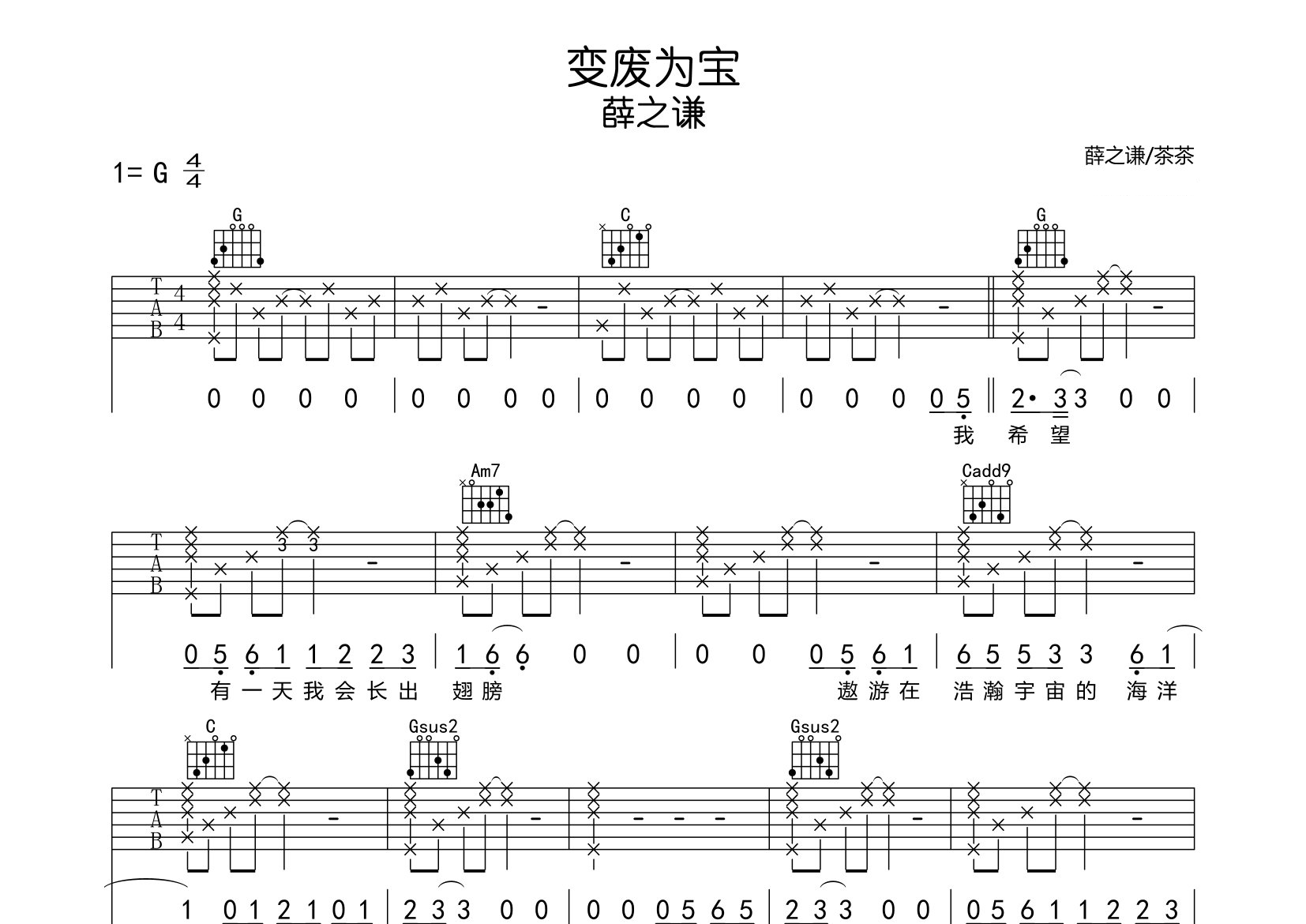 变废为宝吉他谱预览图