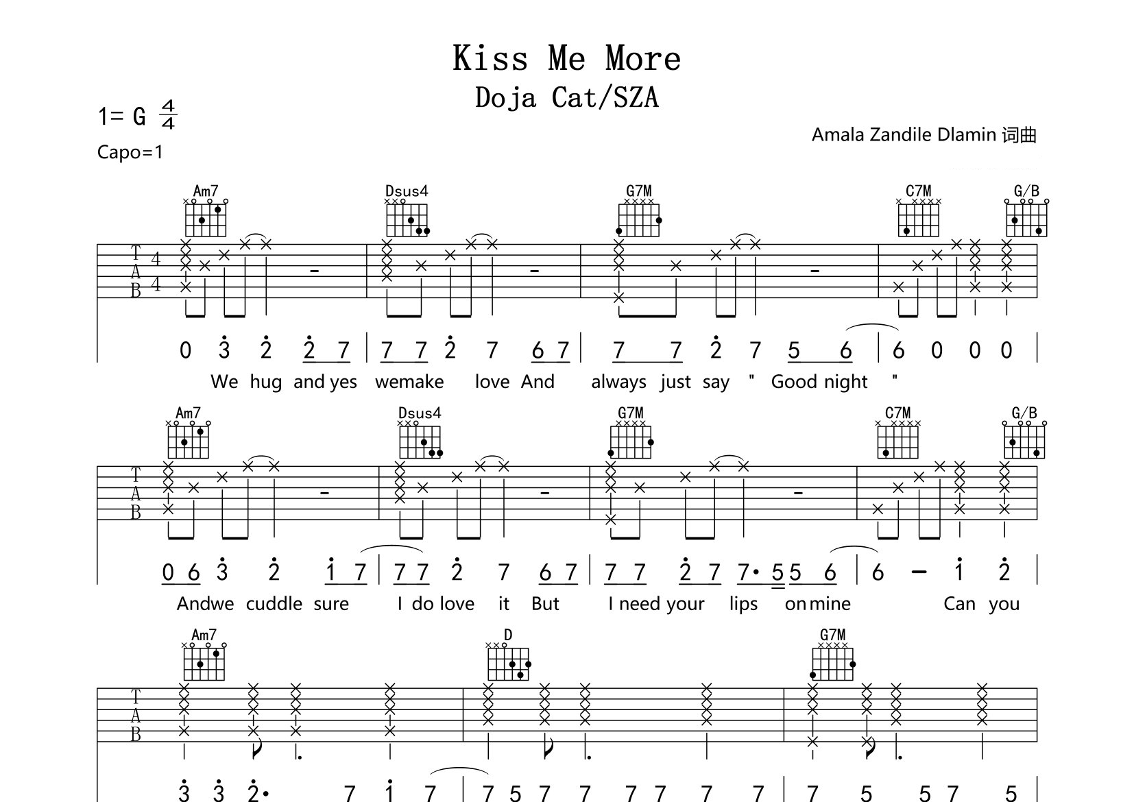 Kiss-Me-More-(Explicit)吉他谱预览图