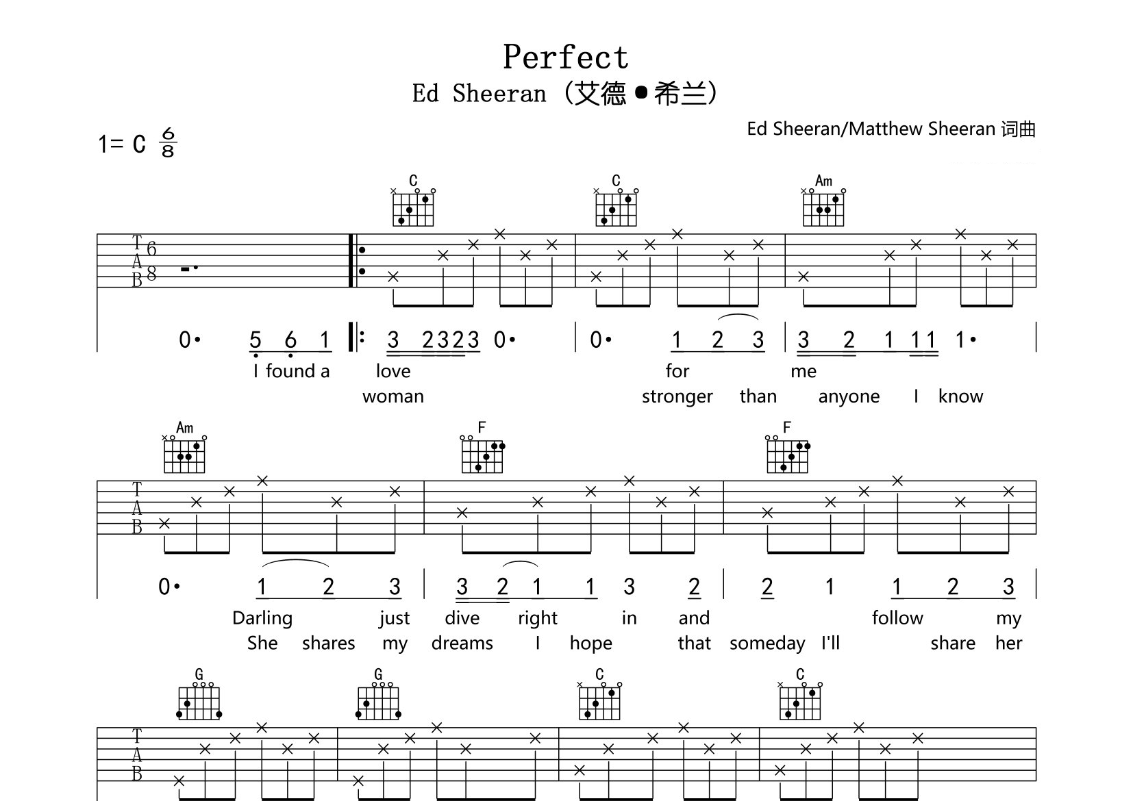 Perfect吉他谱预览图