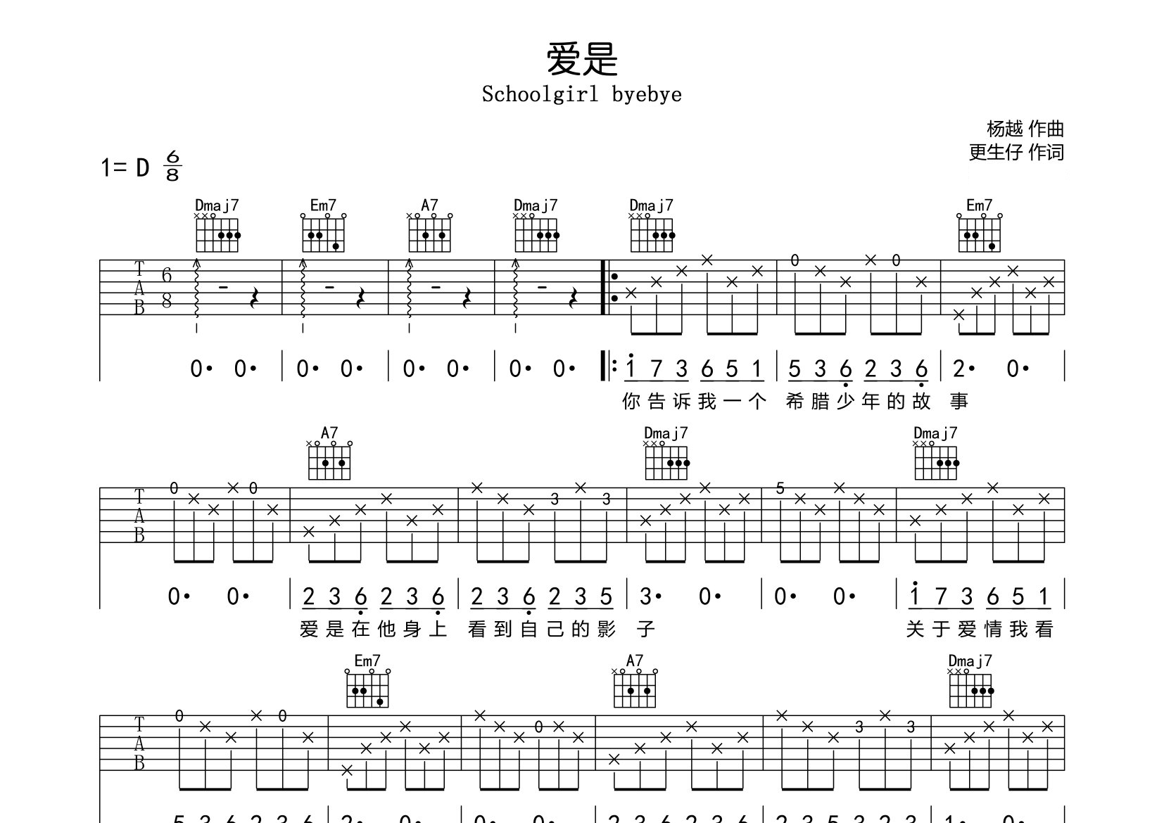 爱是吉他谱预览图