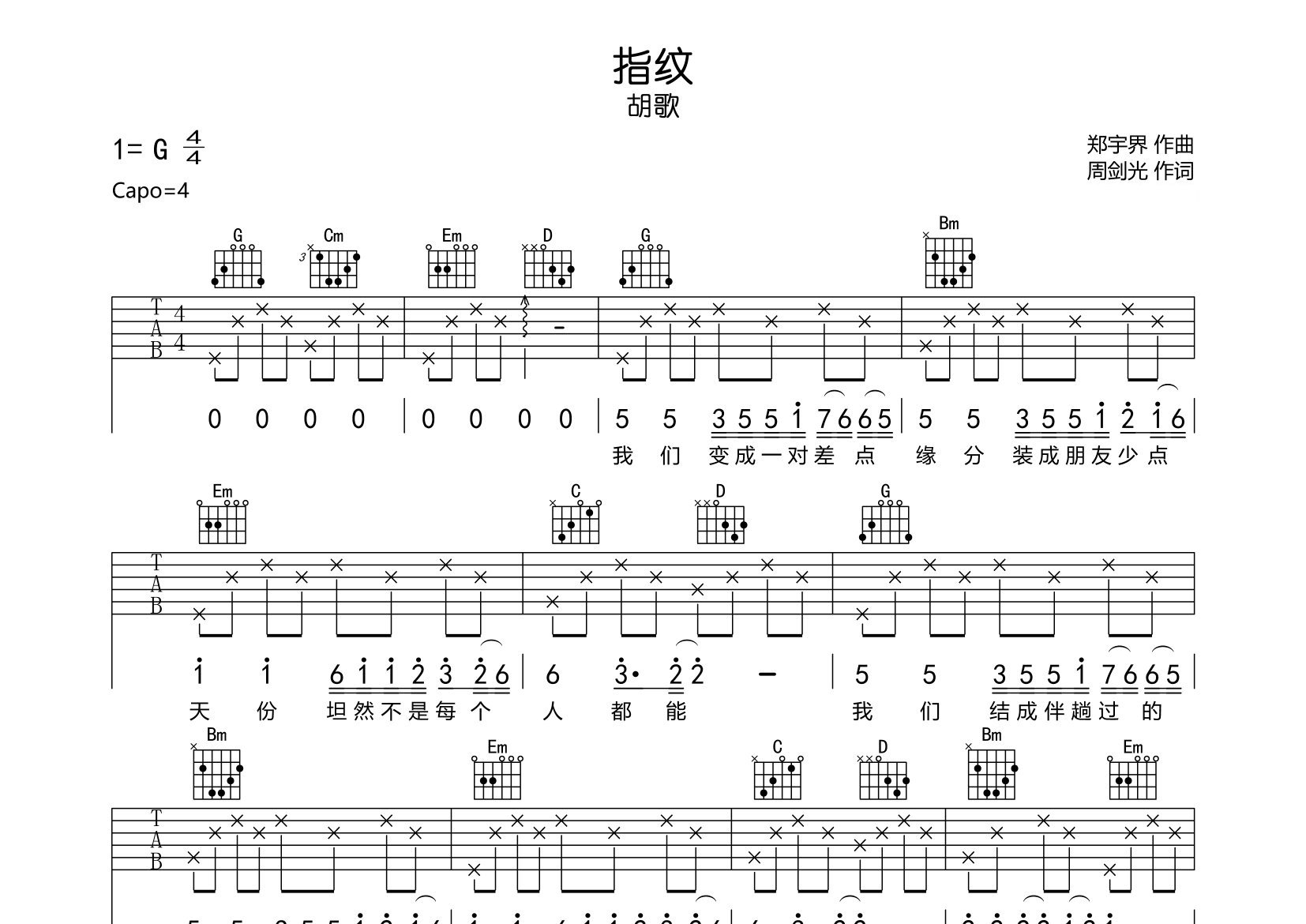 指纹吉他谱预览图
