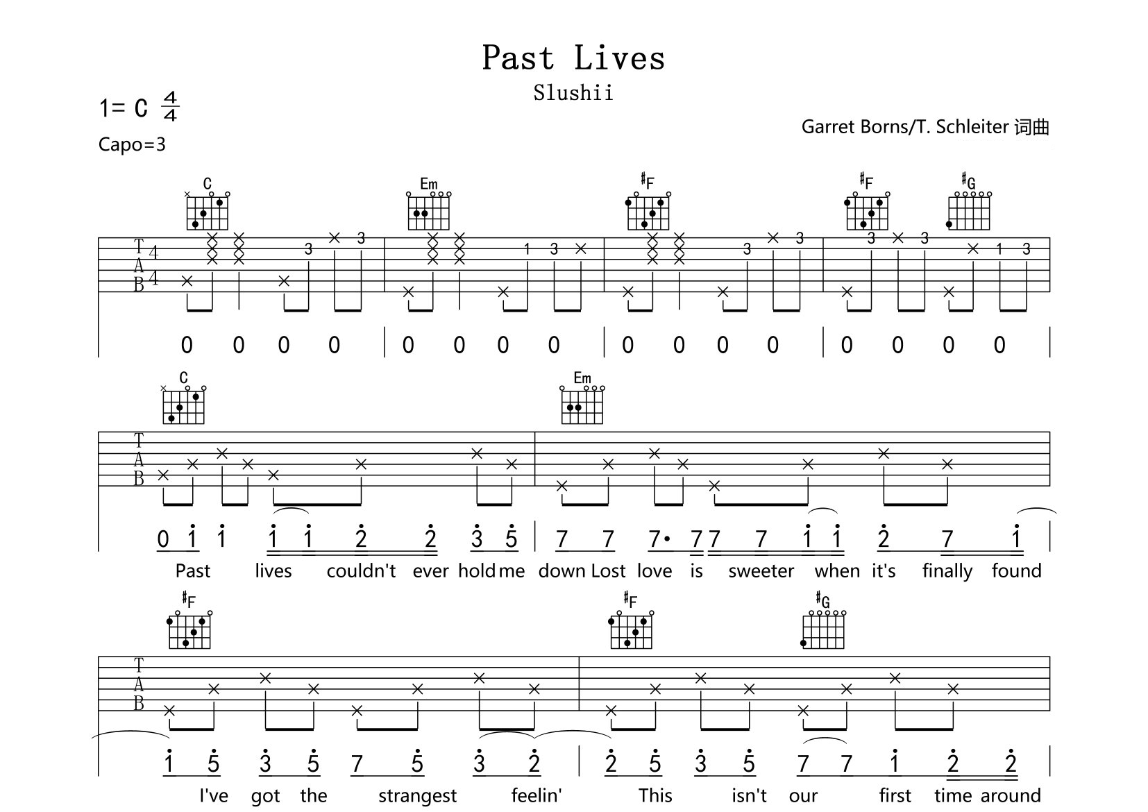 Past-Lives吉他谱预览图