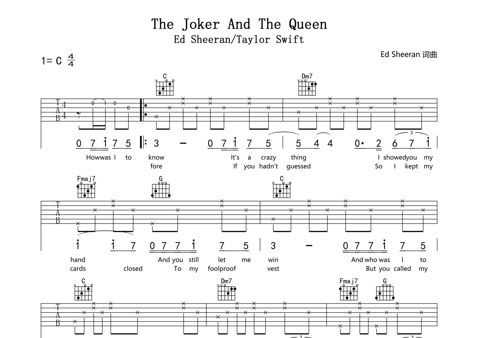 The-Joker-And-The-Queen吉他谱预览图