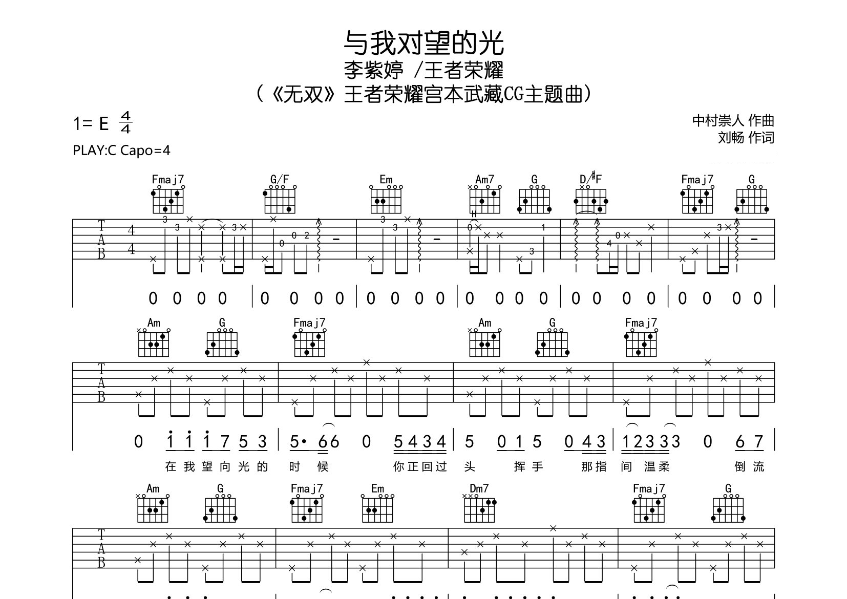 与我对望的光吉他谱预览图