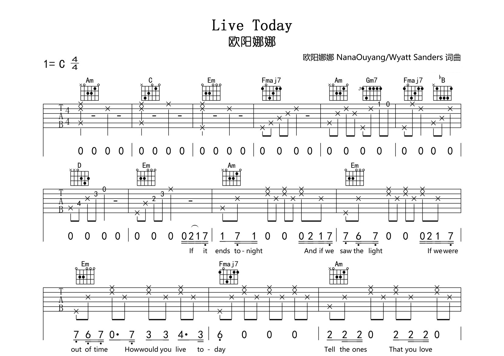 Live-Today吉他谱预览图