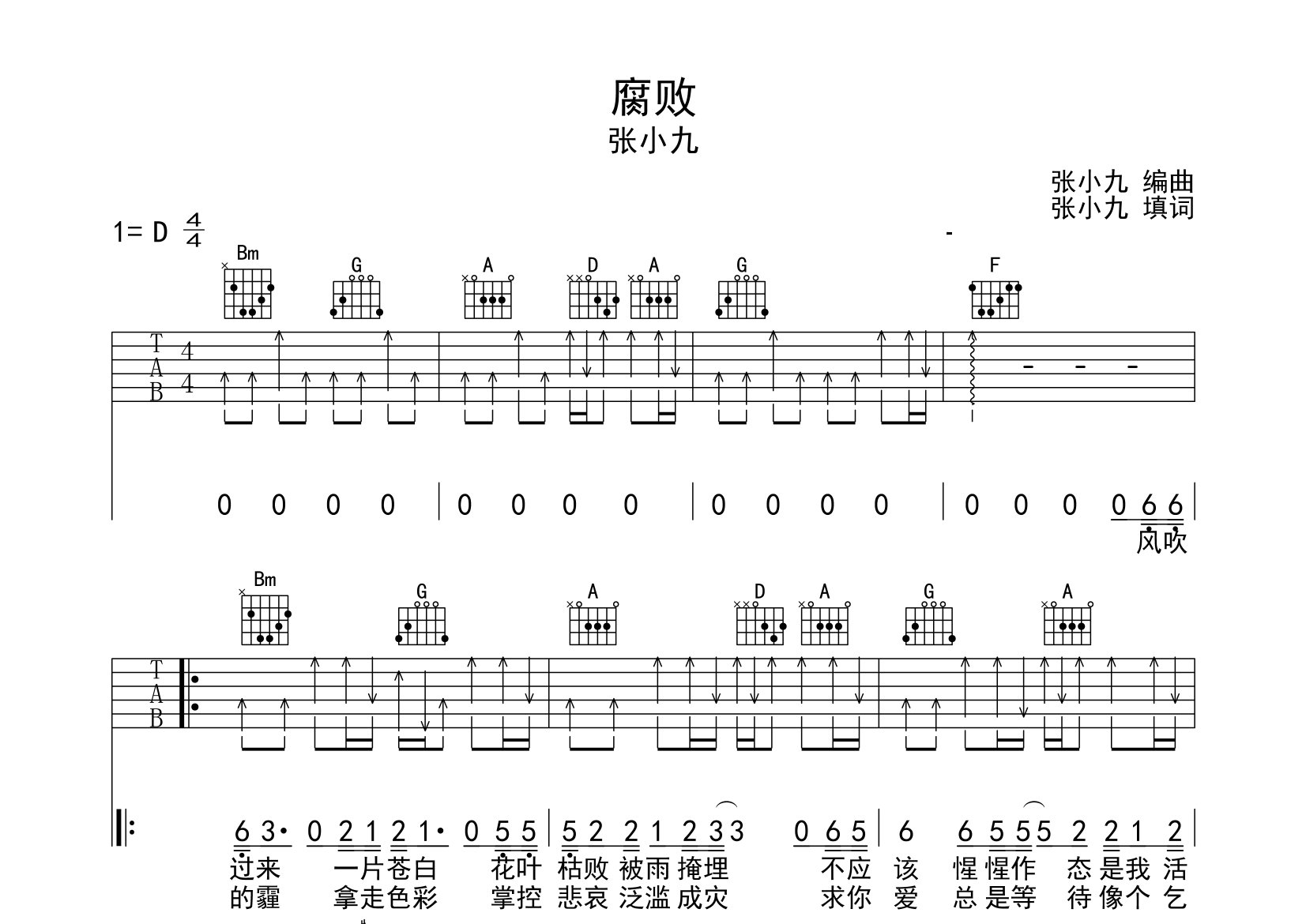 腐坏吉他谱预览图