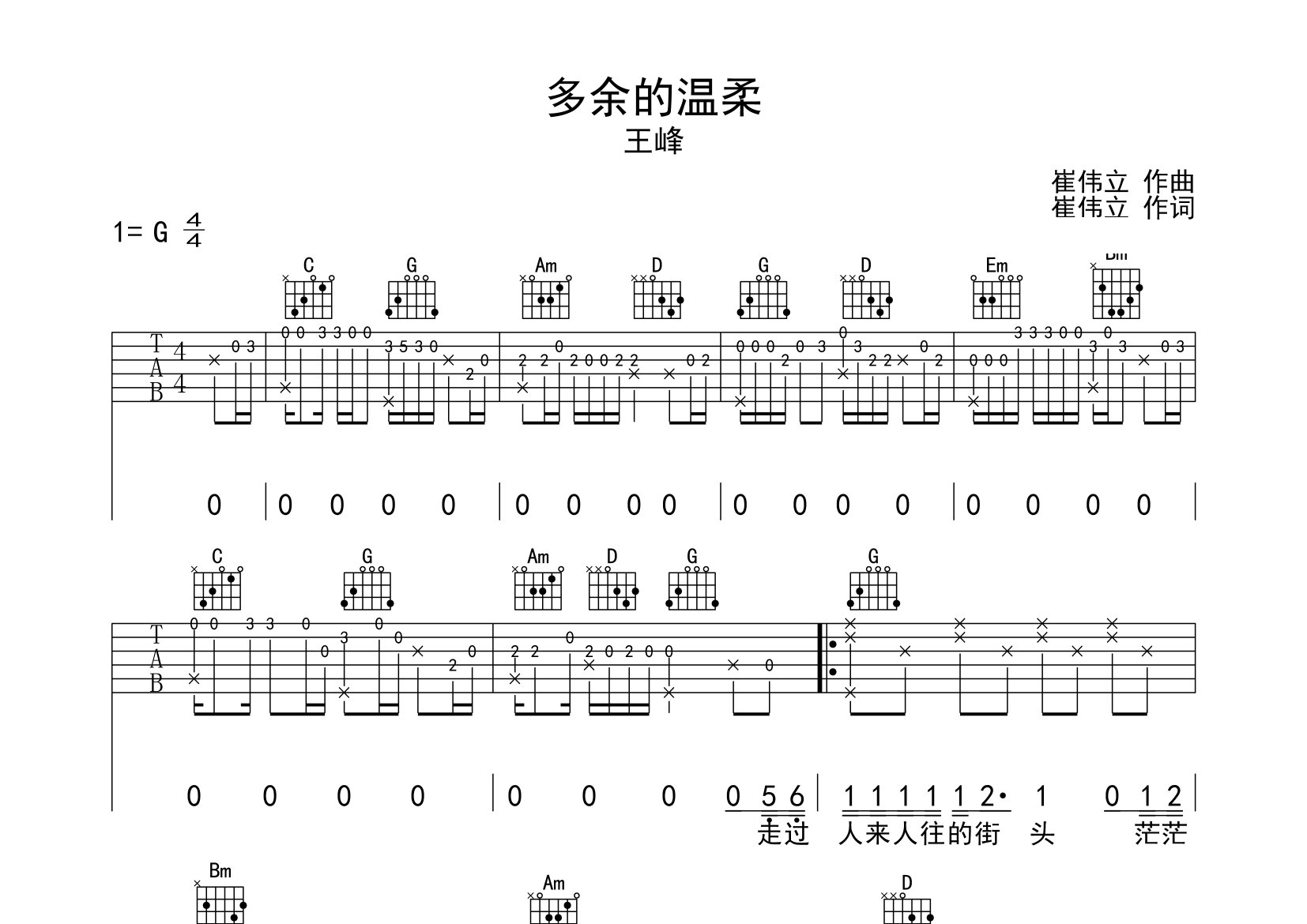 多余的温柔吉他谱预览图