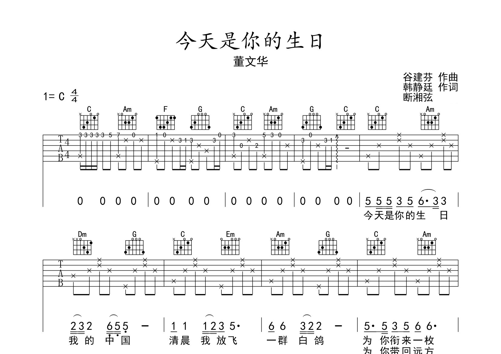 今天是你的生日吉他谱预览图