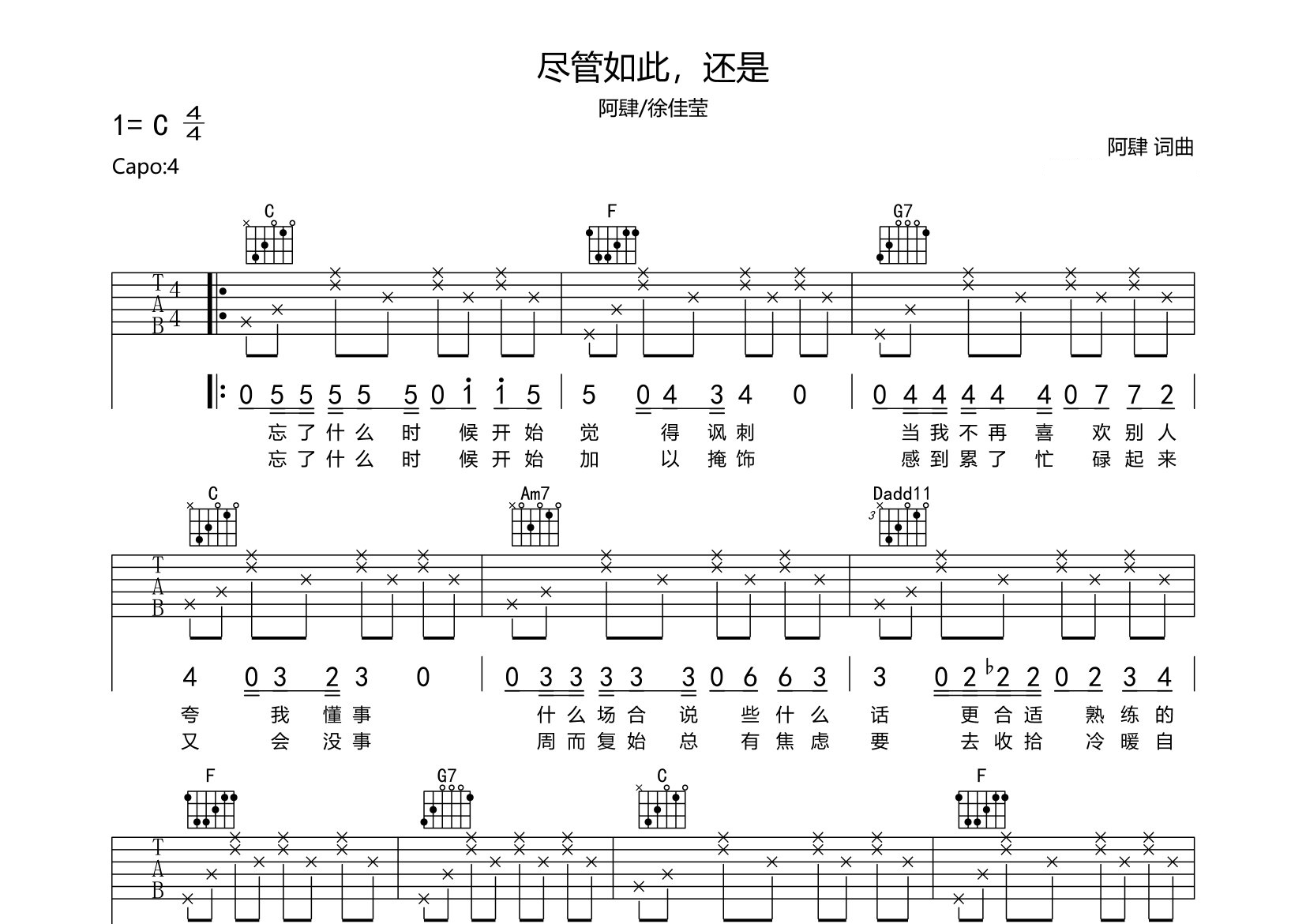 尽管如此还是吉他谱预览图