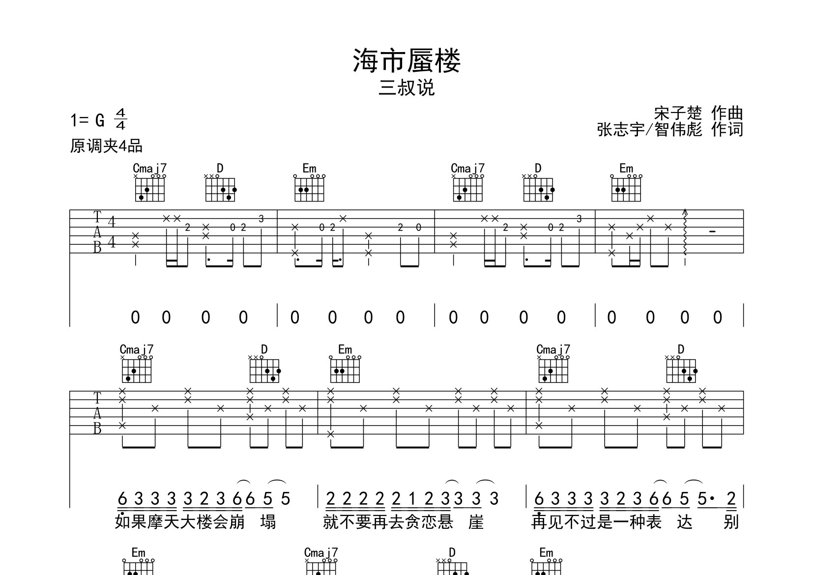 海市蜃楼吉他谱预览图