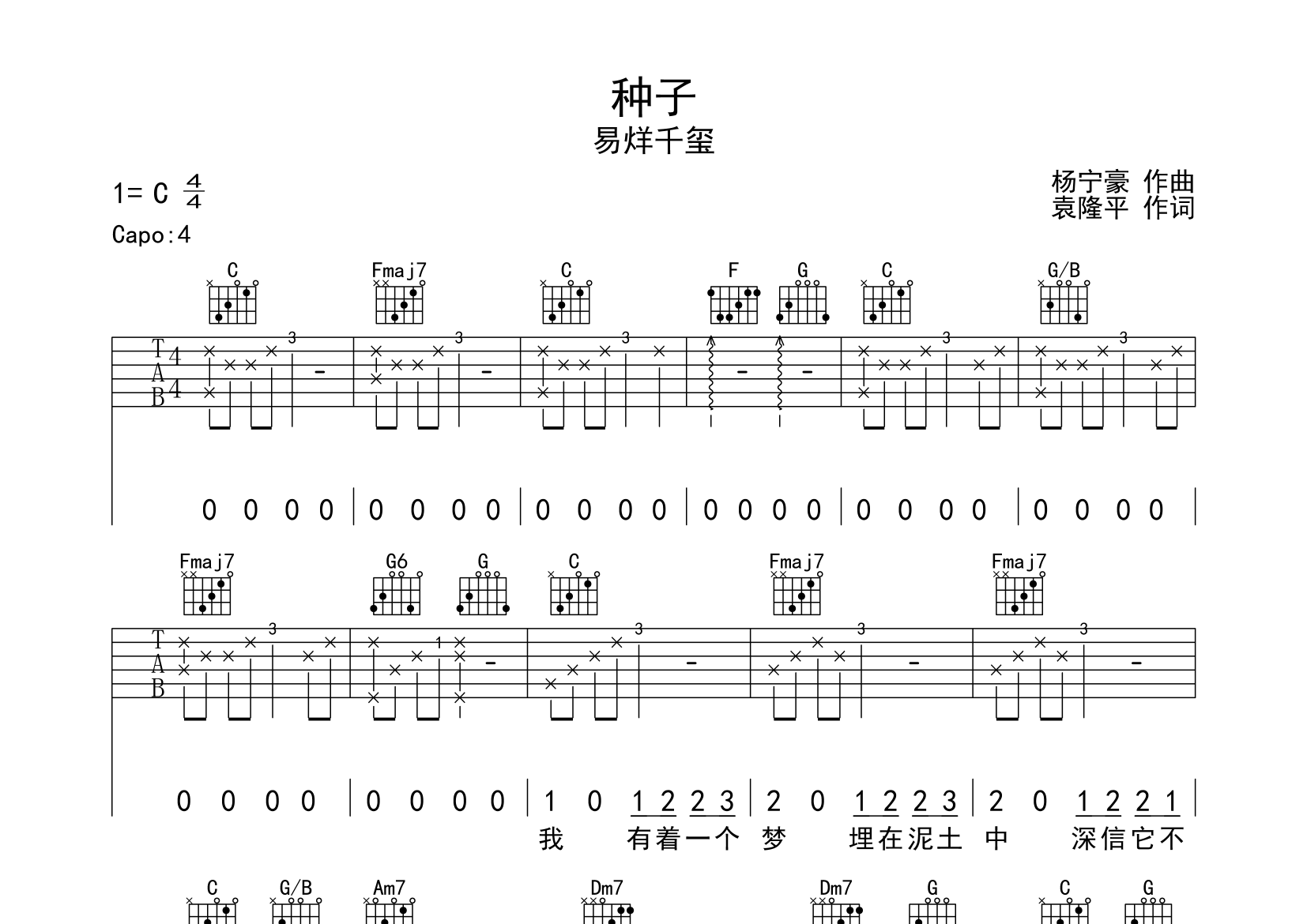 种子吉他谱预览图