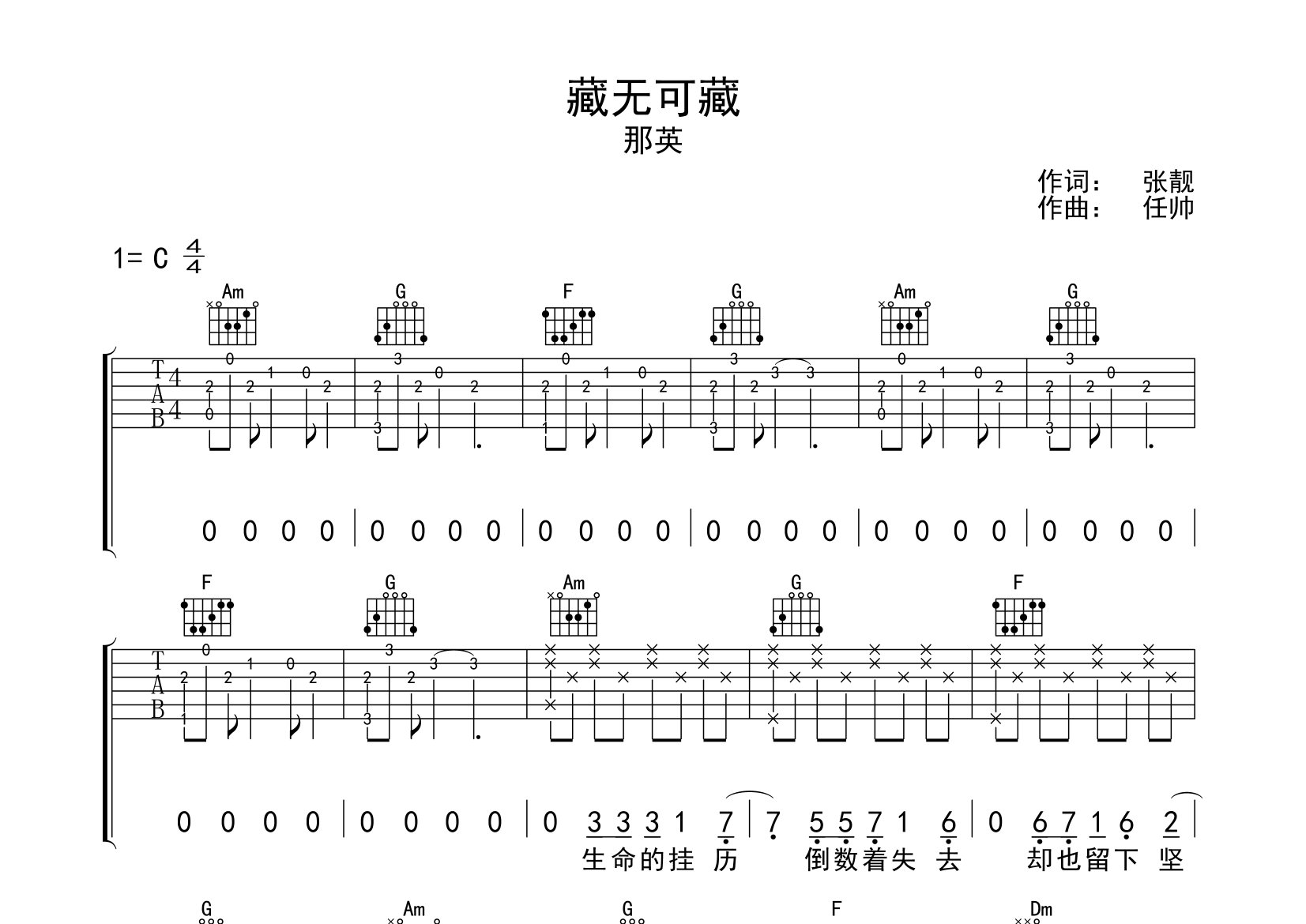 藏无可藏吉他谱预览图