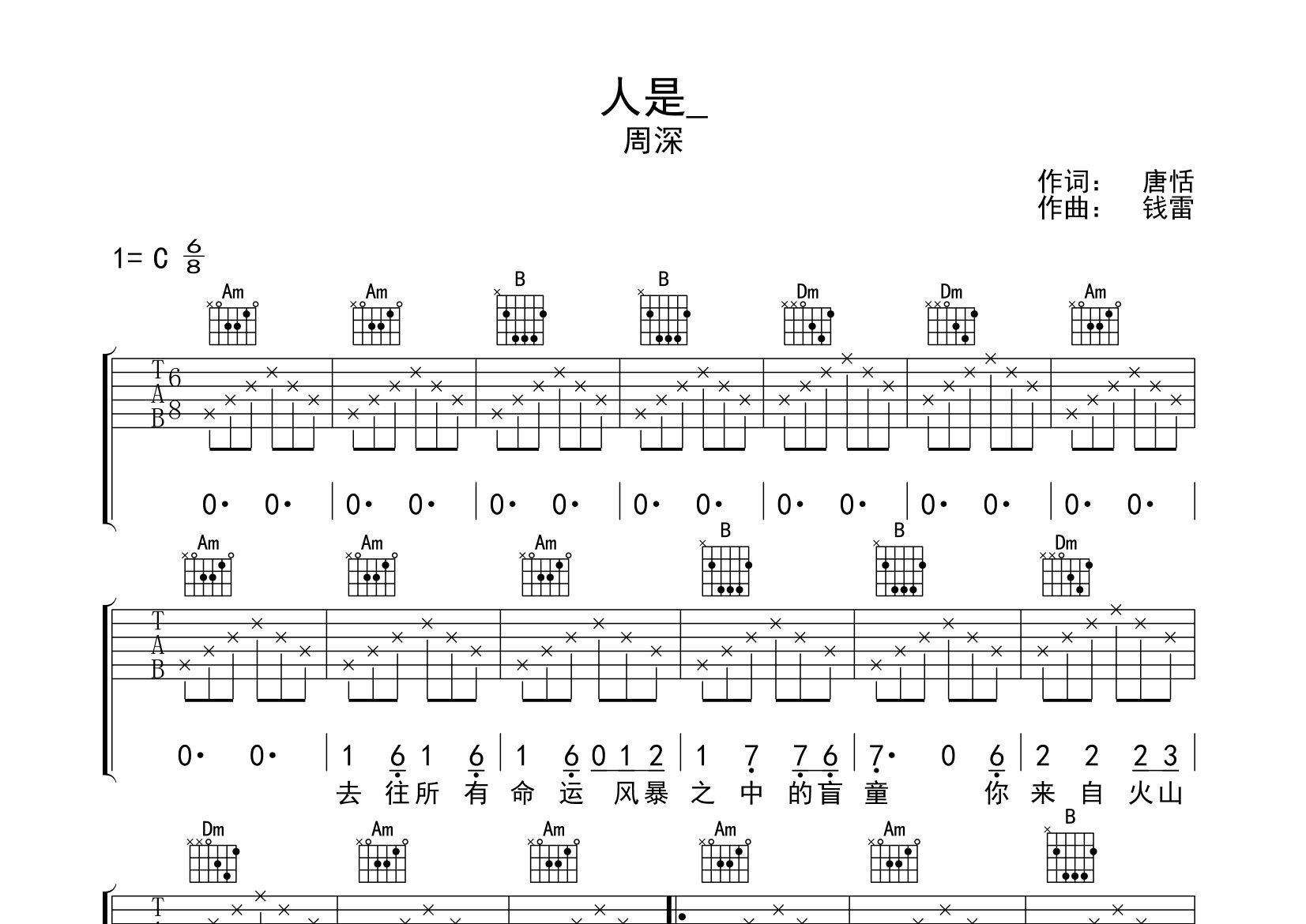 人是吉他谱预览图