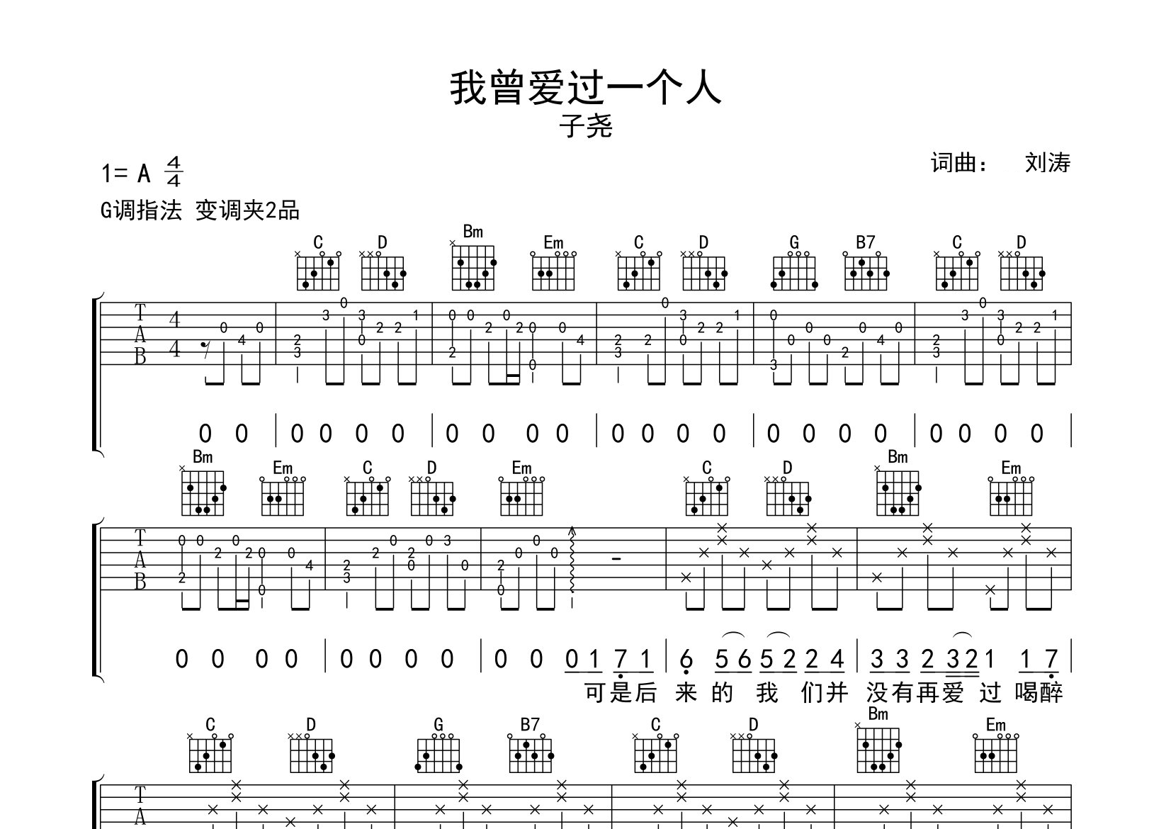 我曾爱过一个人吉他谱预览图