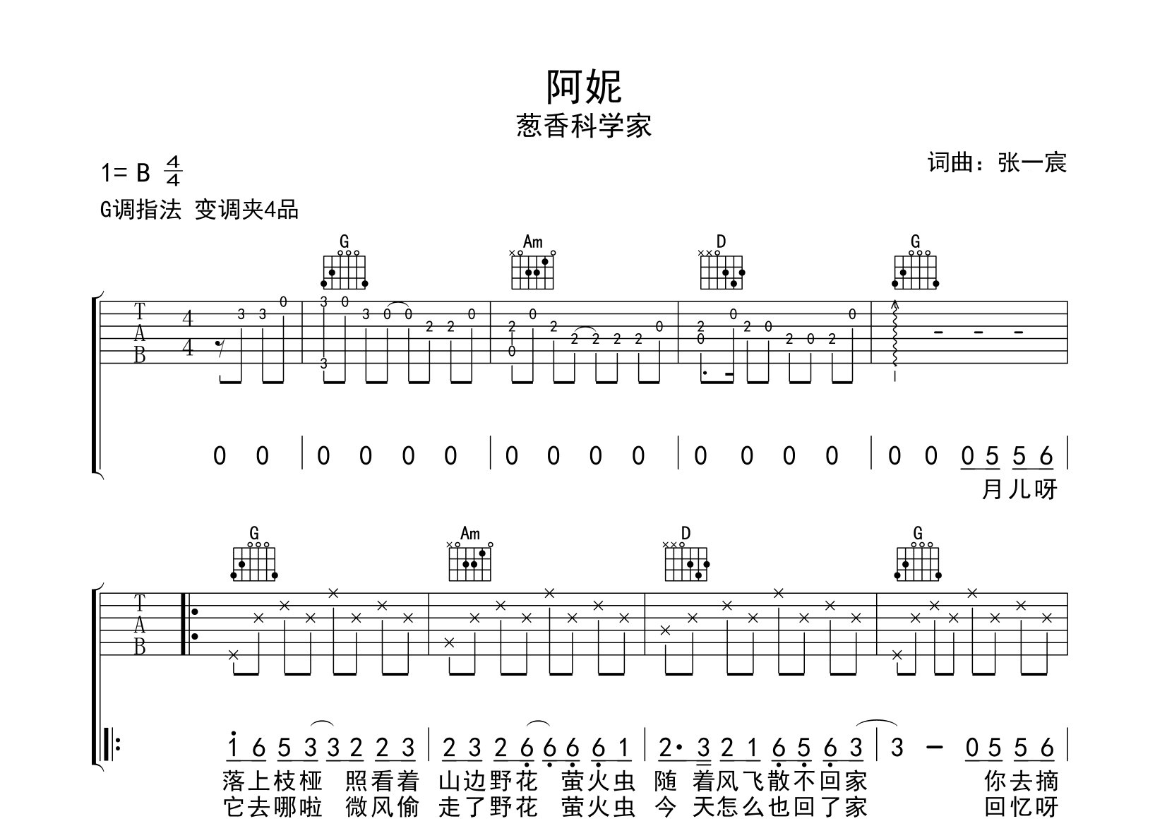 阿妮吉他谱预览图