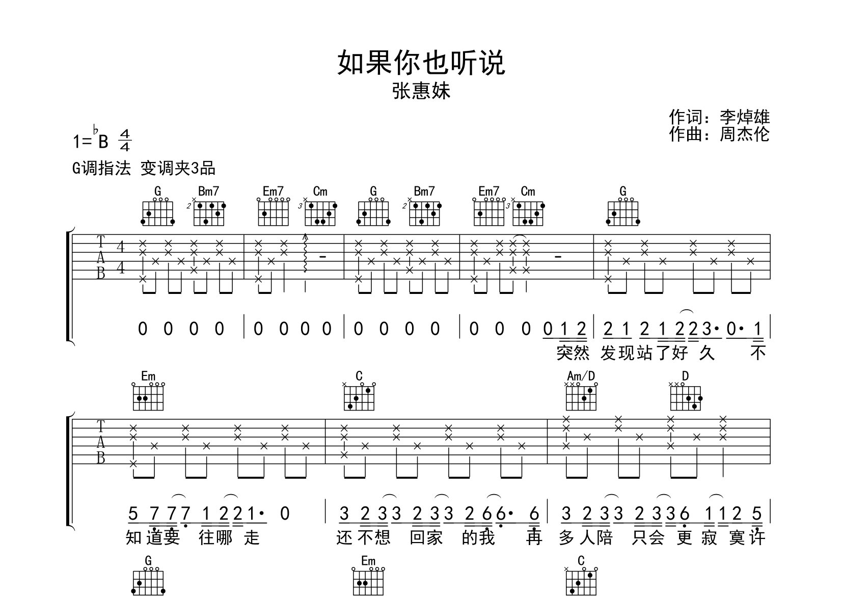如果你也听说吉他谱预览图