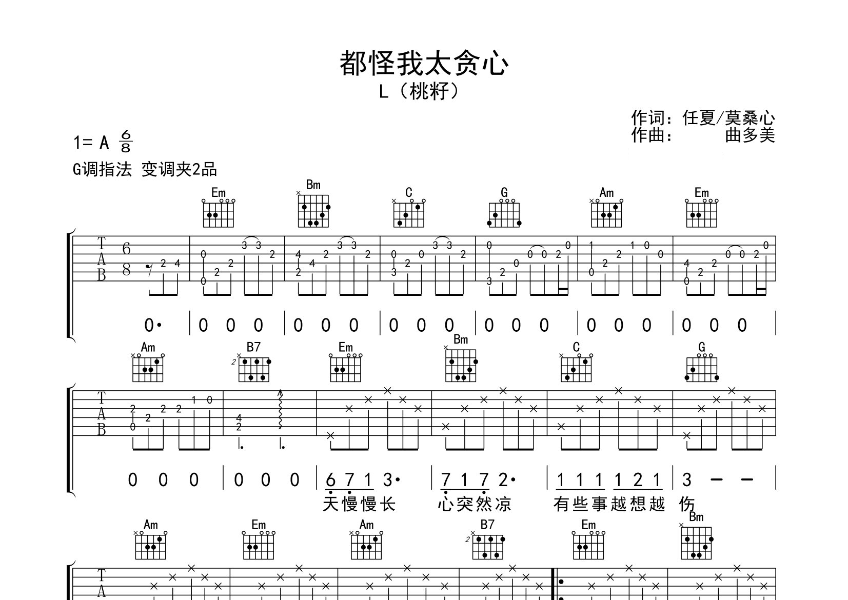 都怪我太贪心吉他谱预览图
