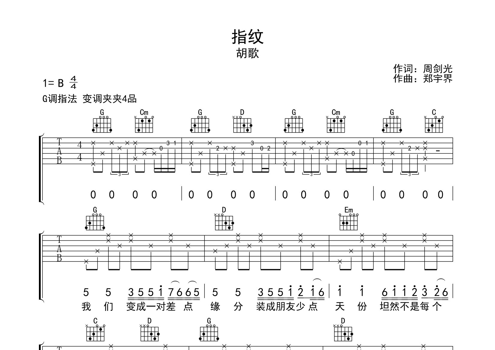 指纹吉他谱预览图