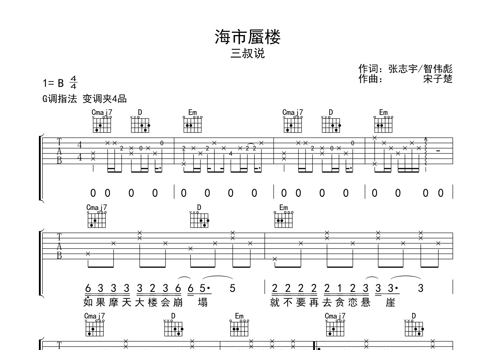 海市蜃楼吉他谱预览图