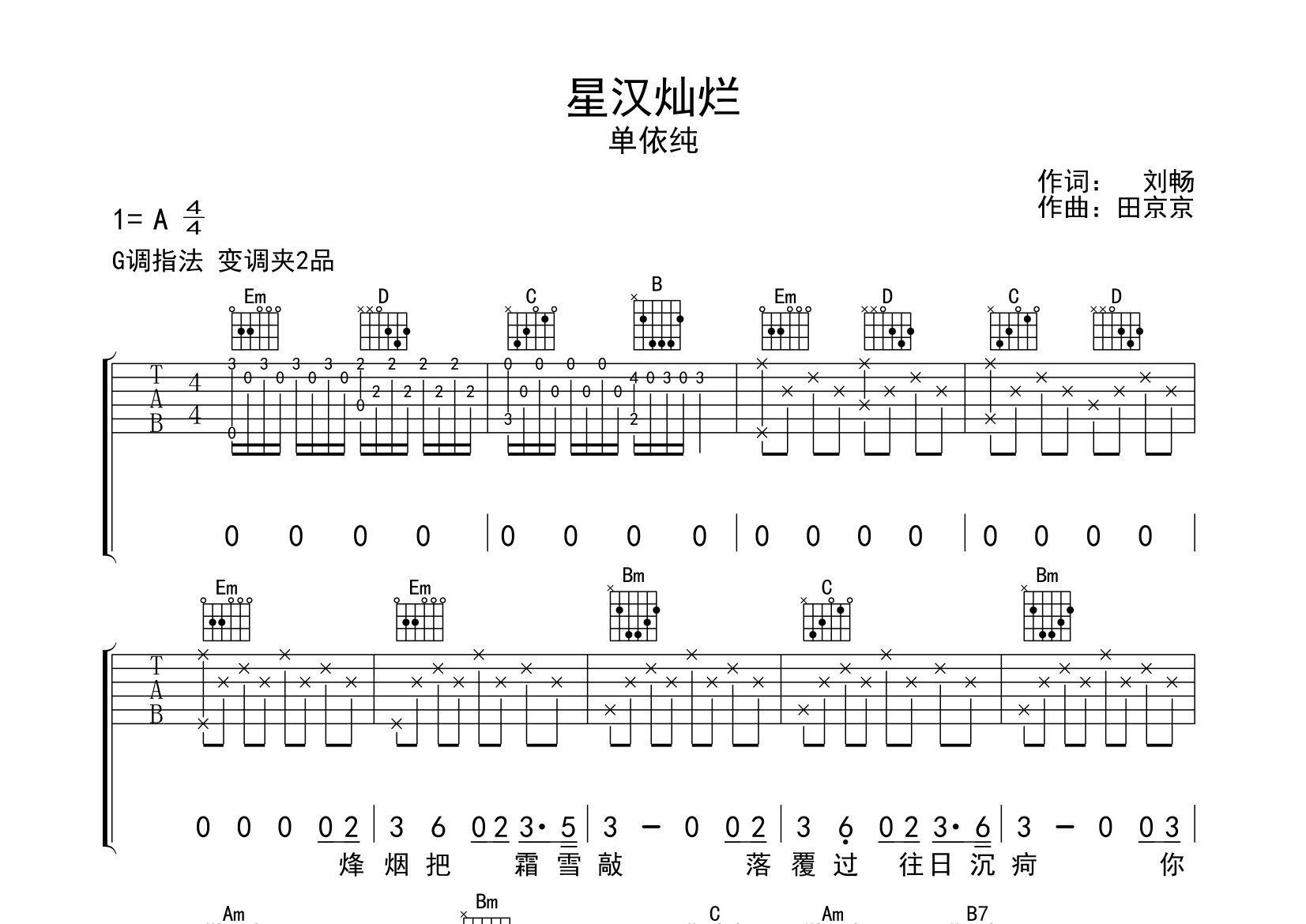 星汉灿烂吉他谱预览图