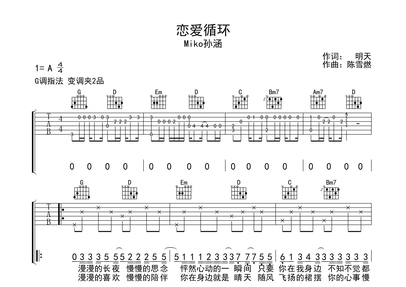 恋爱循环吉他谱预览图