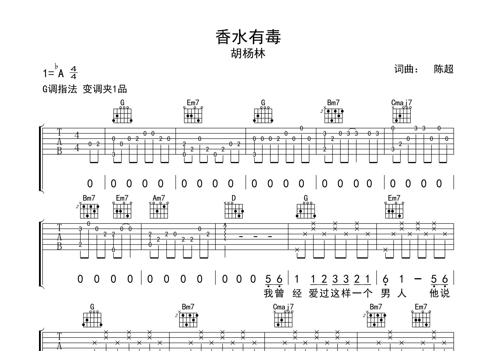 香水有毒吉他谱预览图