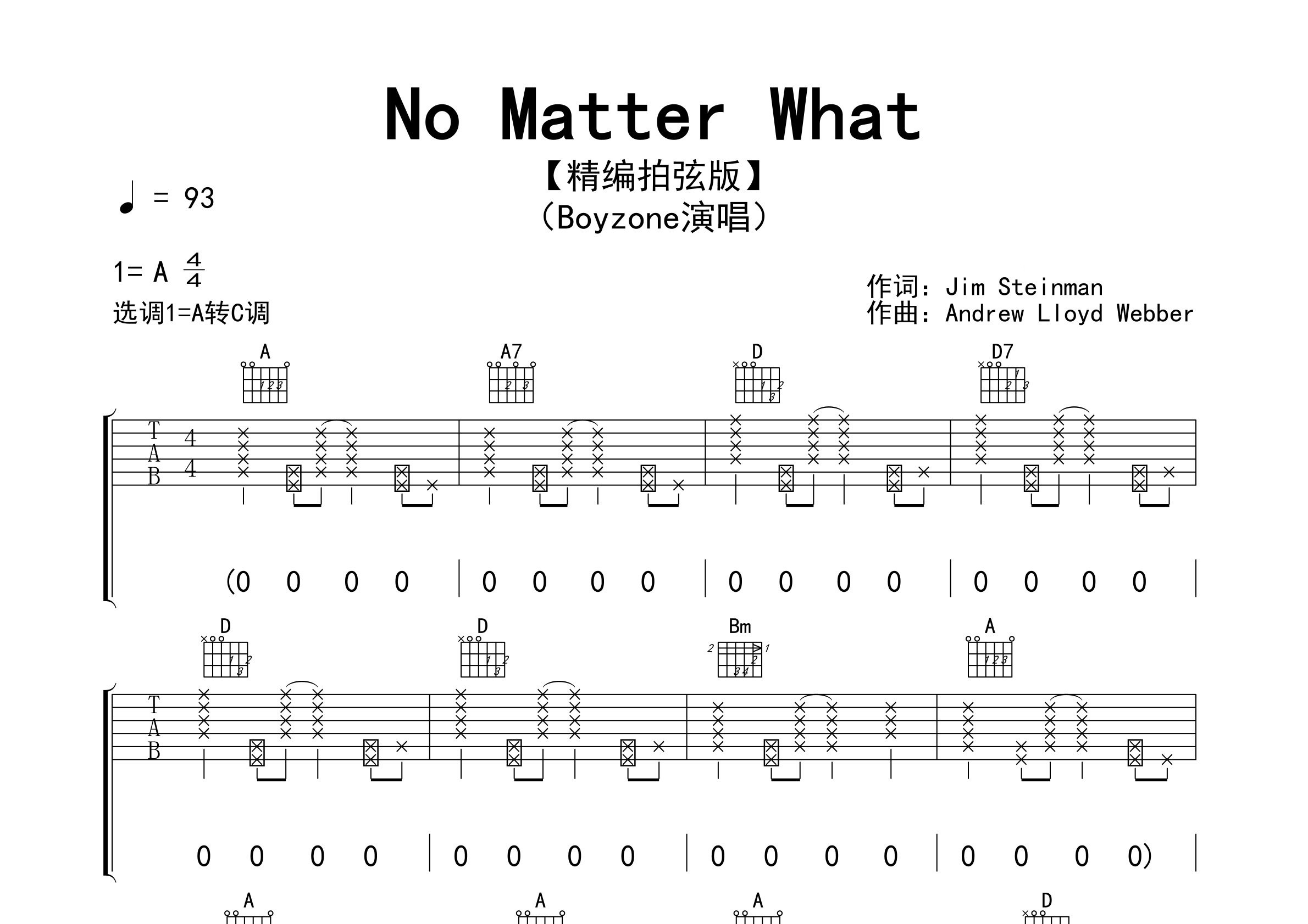 No-Matter-What吉他谱预览图