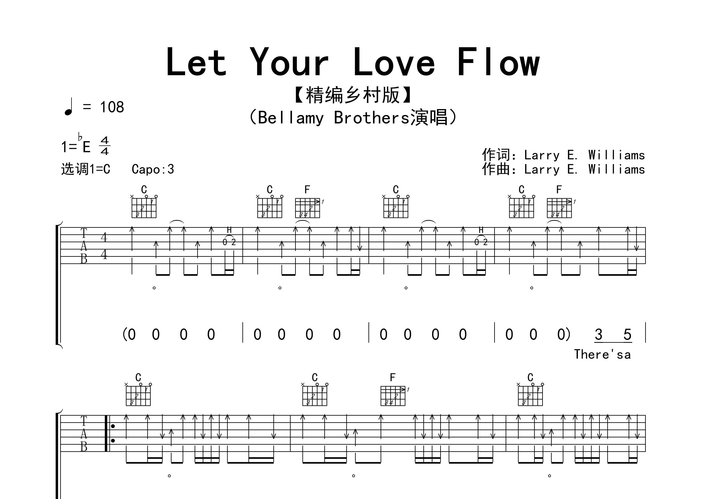 Let-Your-Love-Flow吉他谱预览图