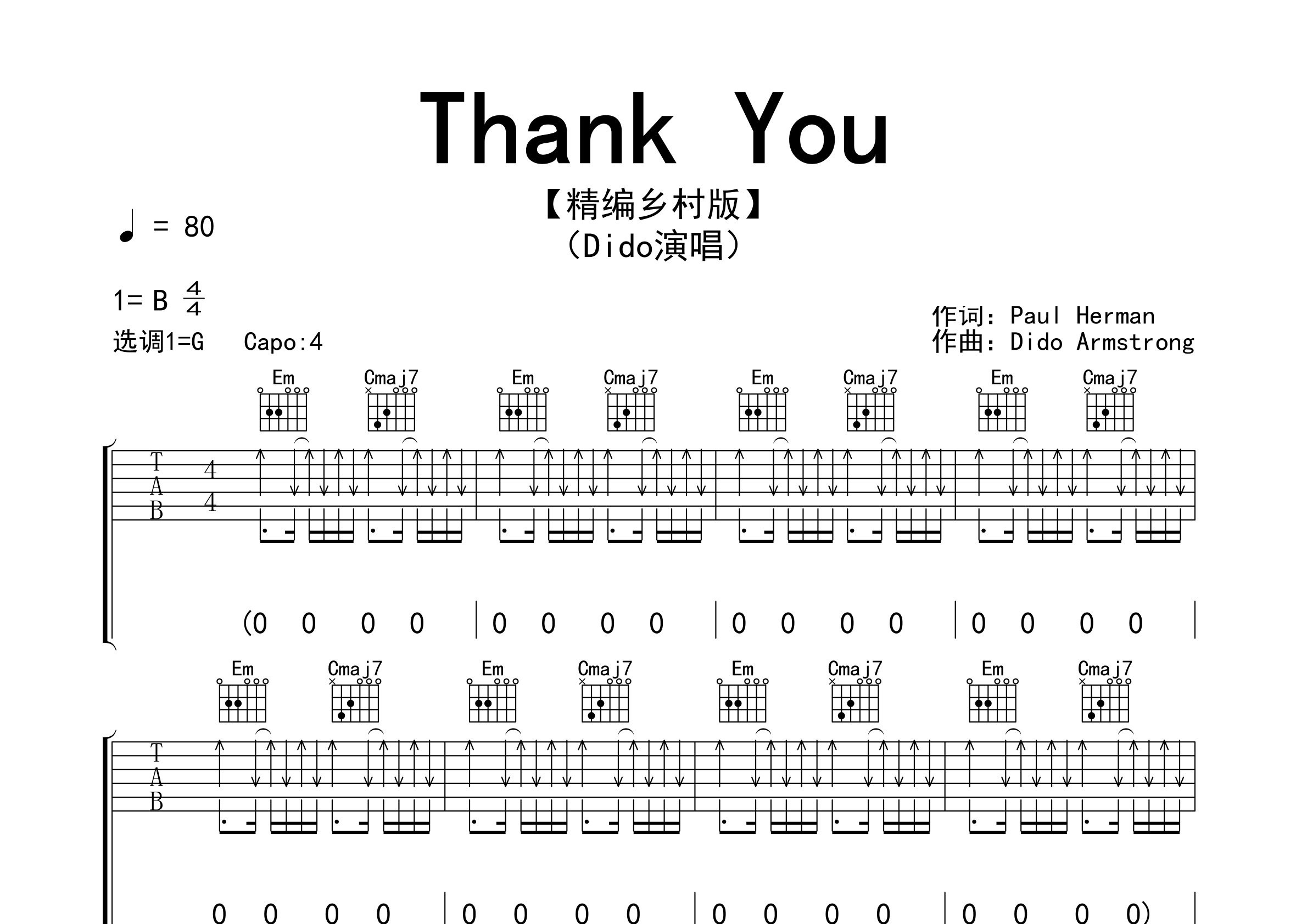 Thank-You吉他谱预览图