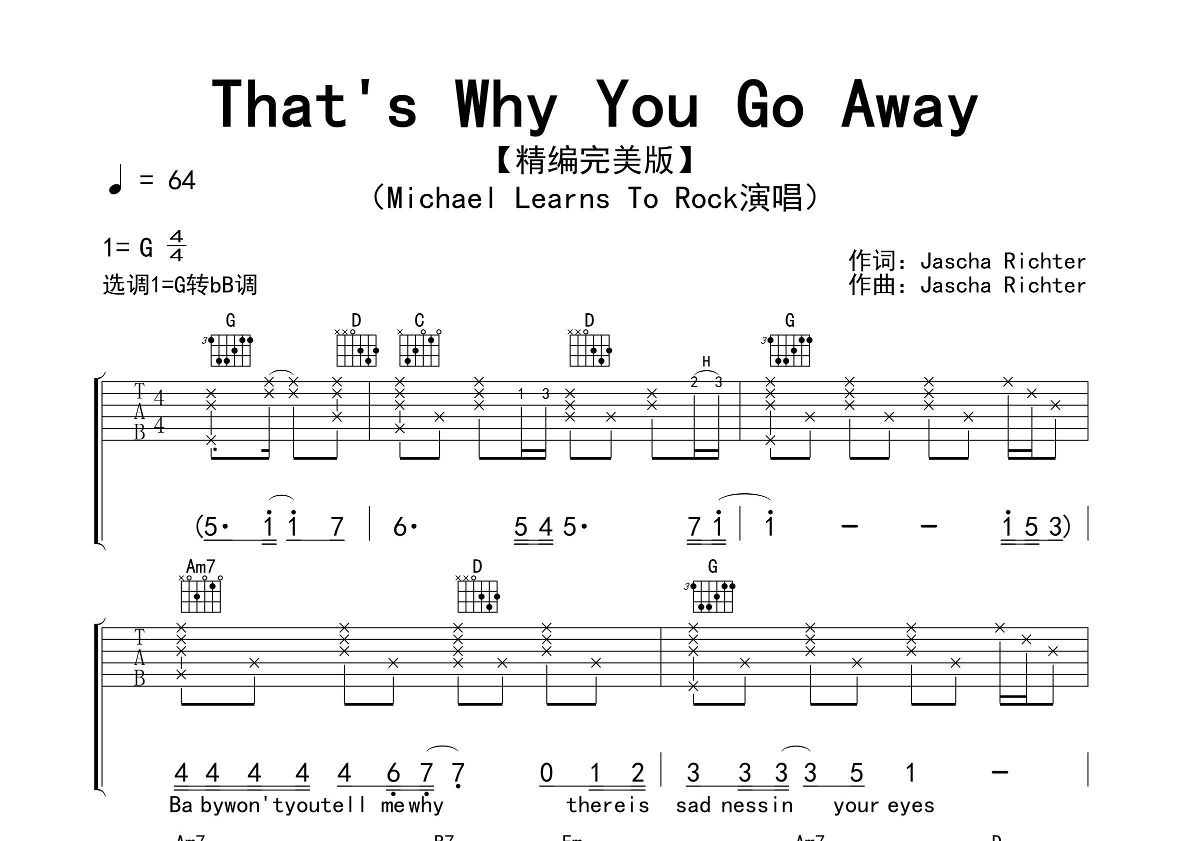That's-Why-You-Go-Away吉他谱预览图