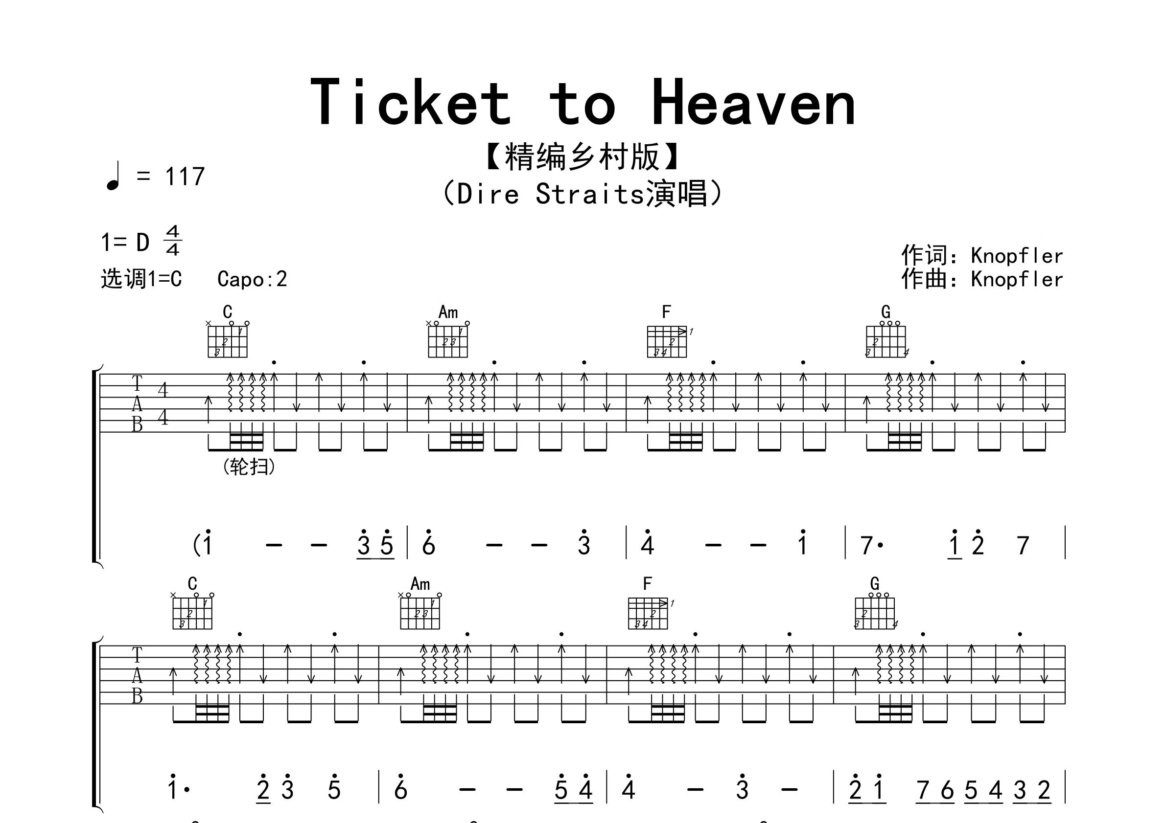 Ticket-to-Heaven吉他谱预览图