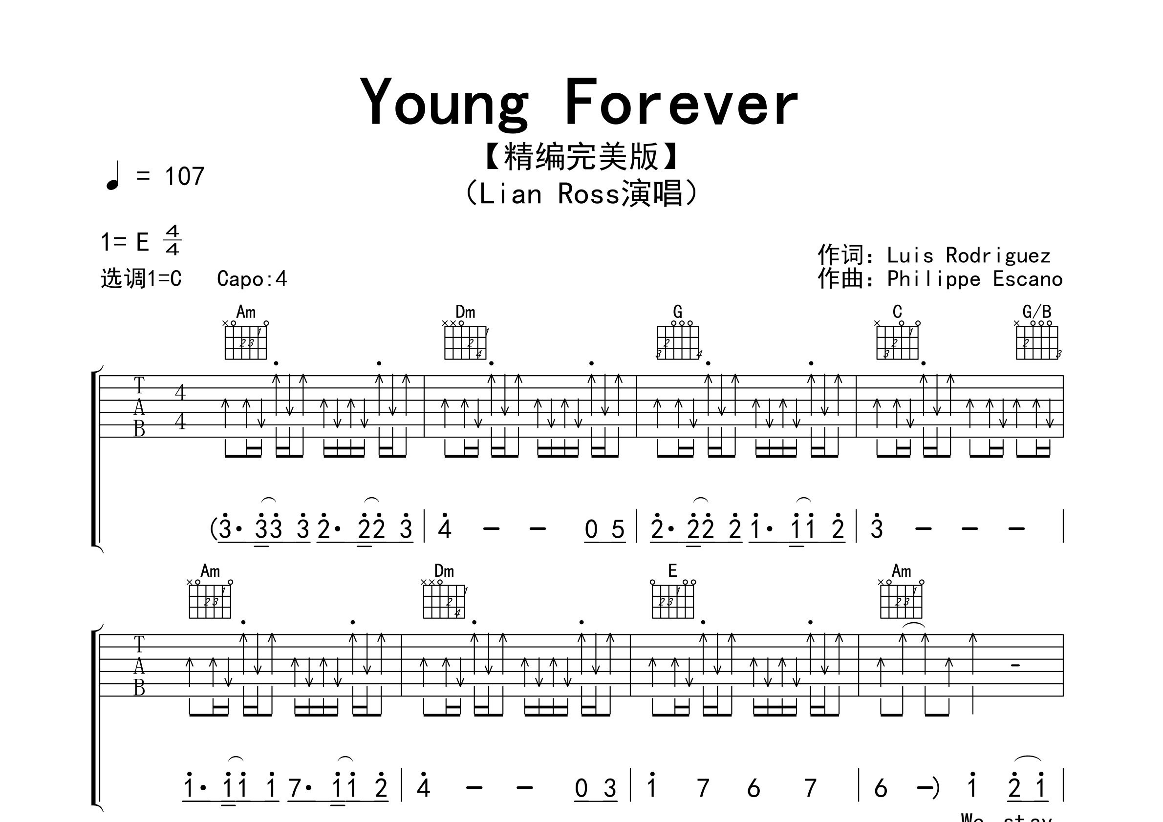 Young-Forever吉他谱预览图