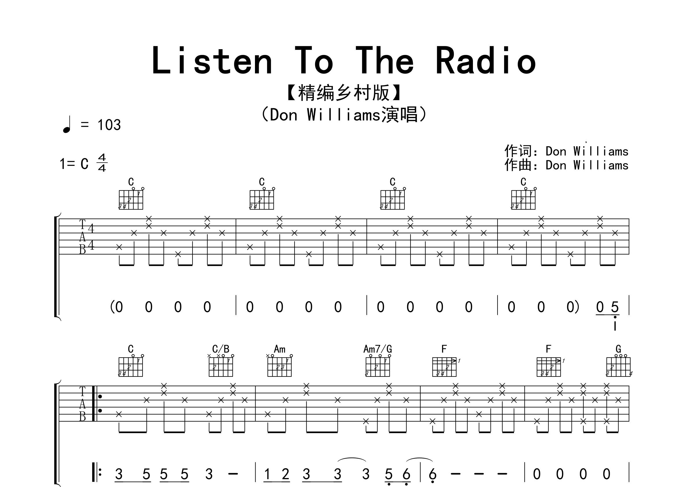 Listen-To-The-Radio吉他谱预览图