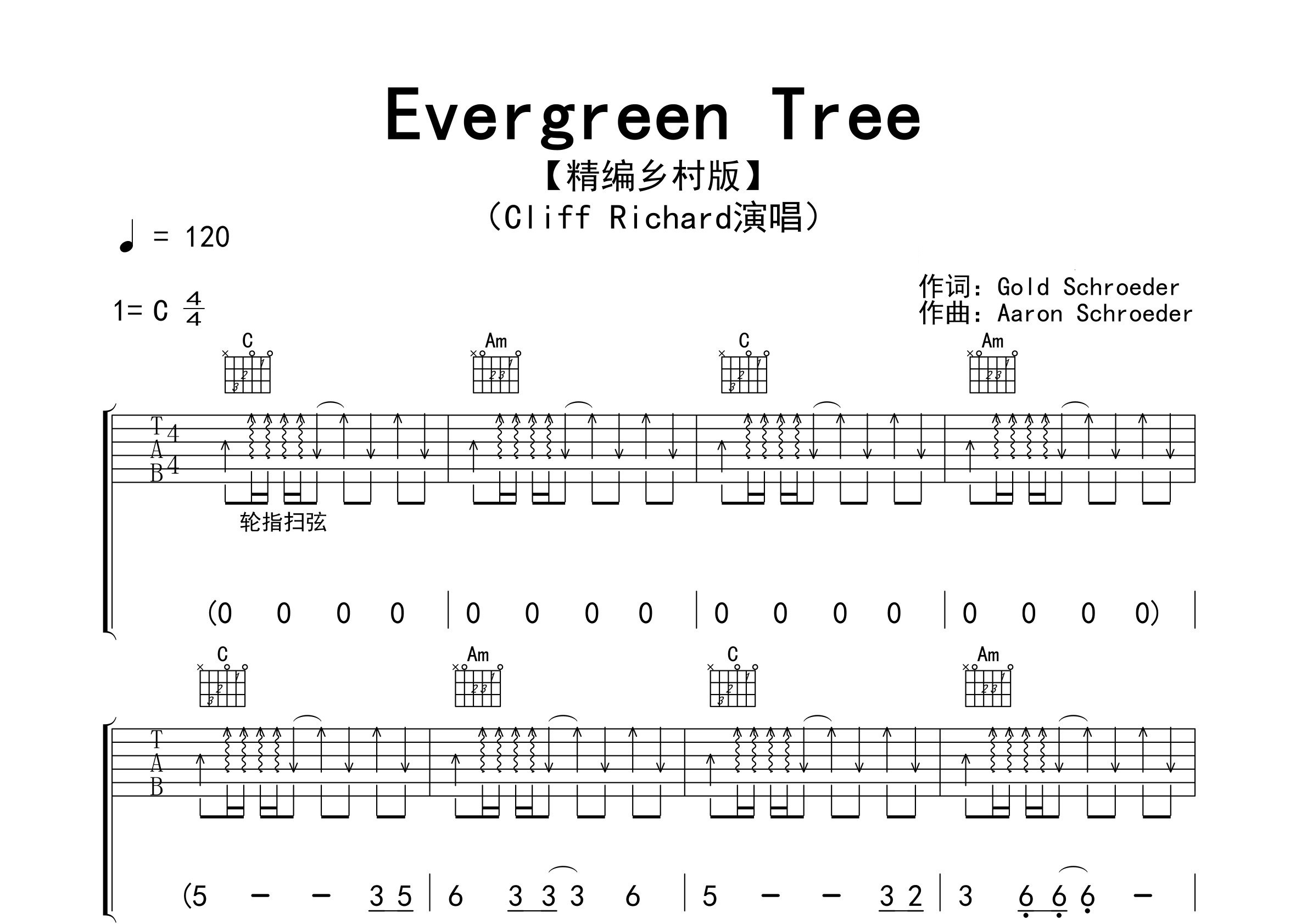 Evergreen-Tree吉他谱预览图