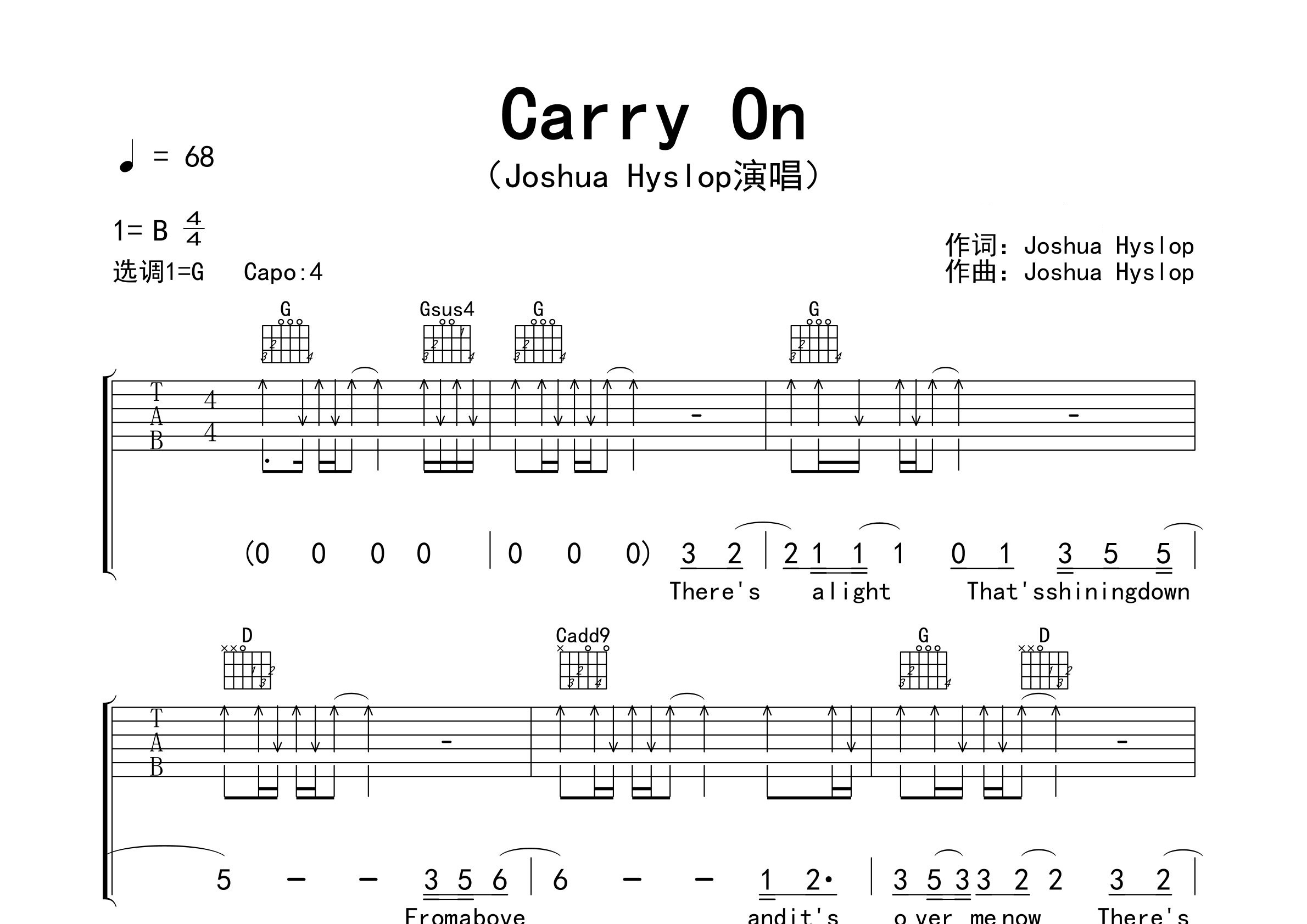 Carry-On吉他谱预览图