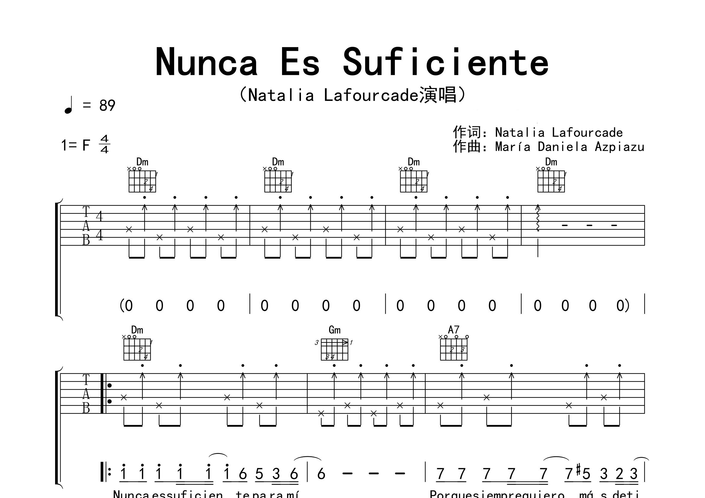 Nunca-Es-Suficiente吉他谱预览图