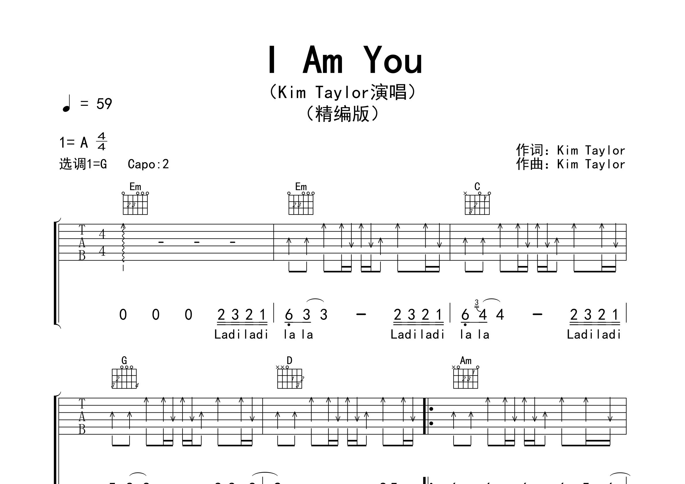 I-Am-You吉他谱预览图