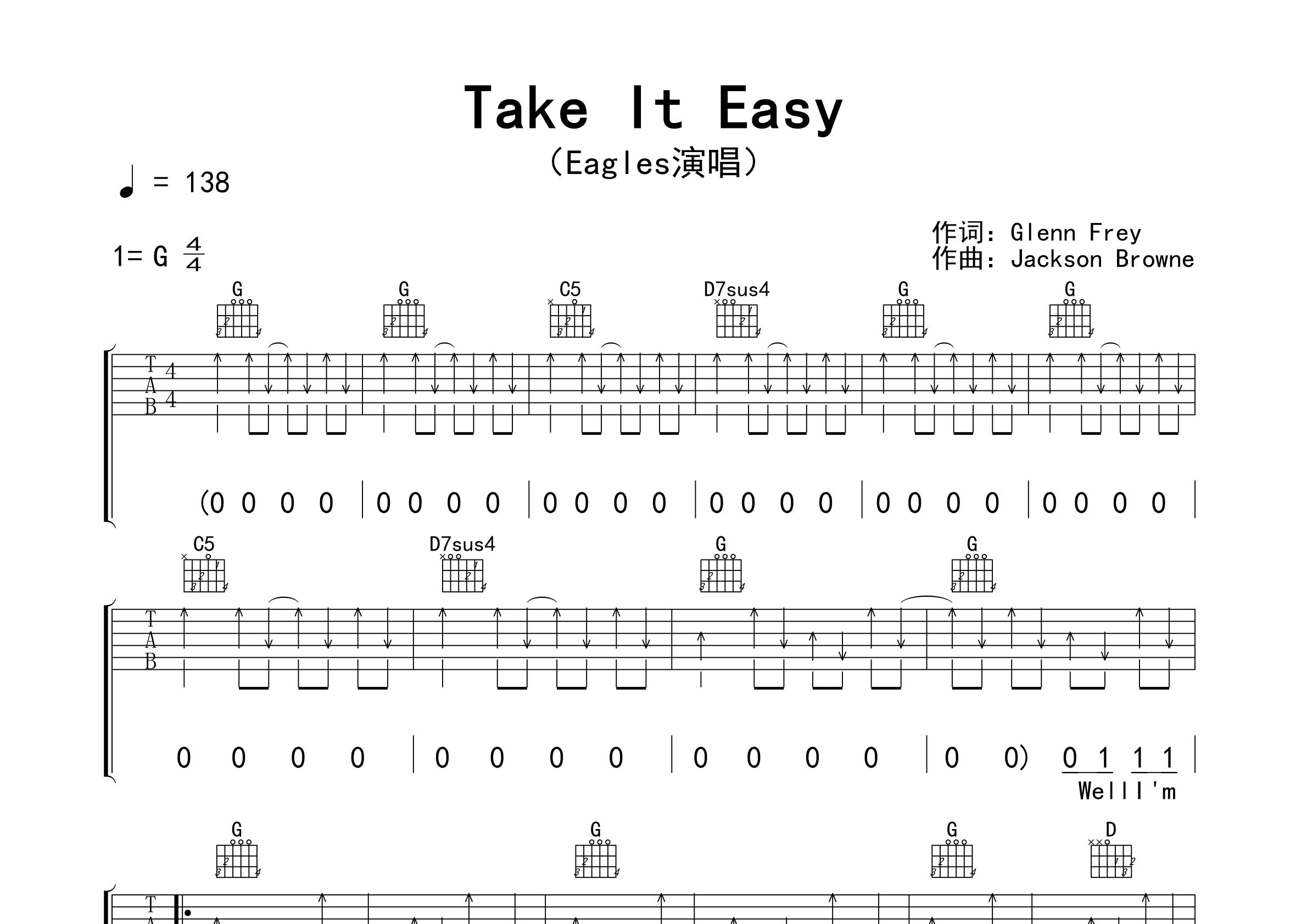 Take-It-Easy吉他谱预览图