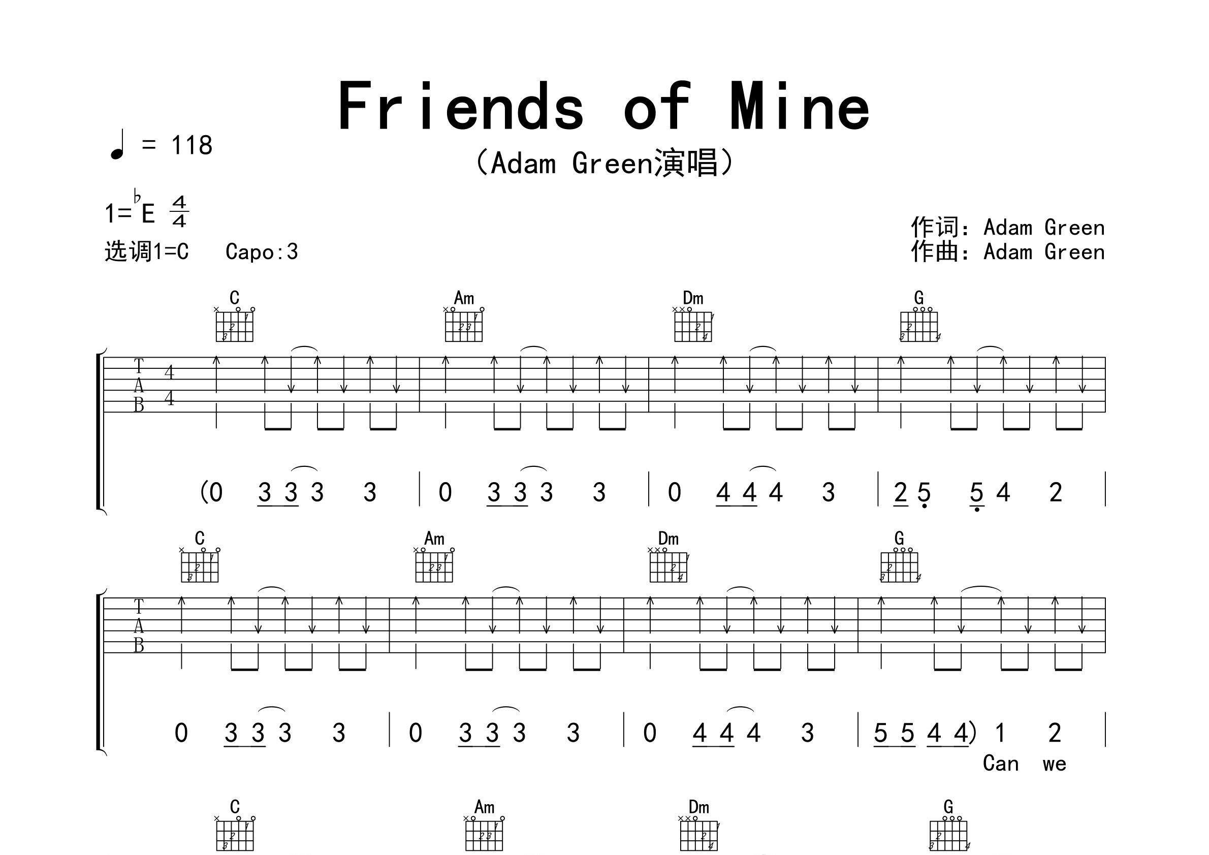 Friends-of-Mine吉他谱预览图