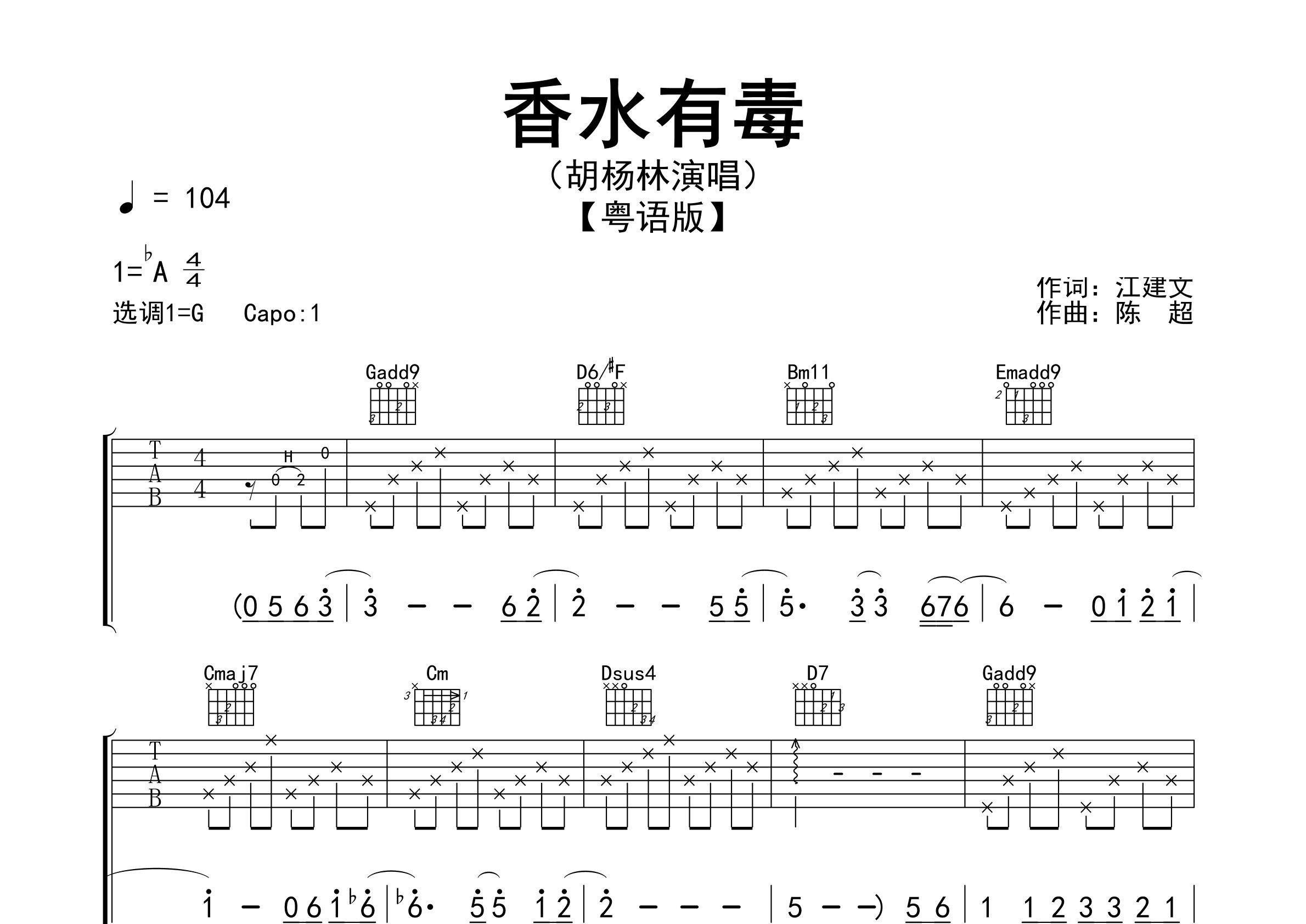 香水有毒吉他谱预览图
