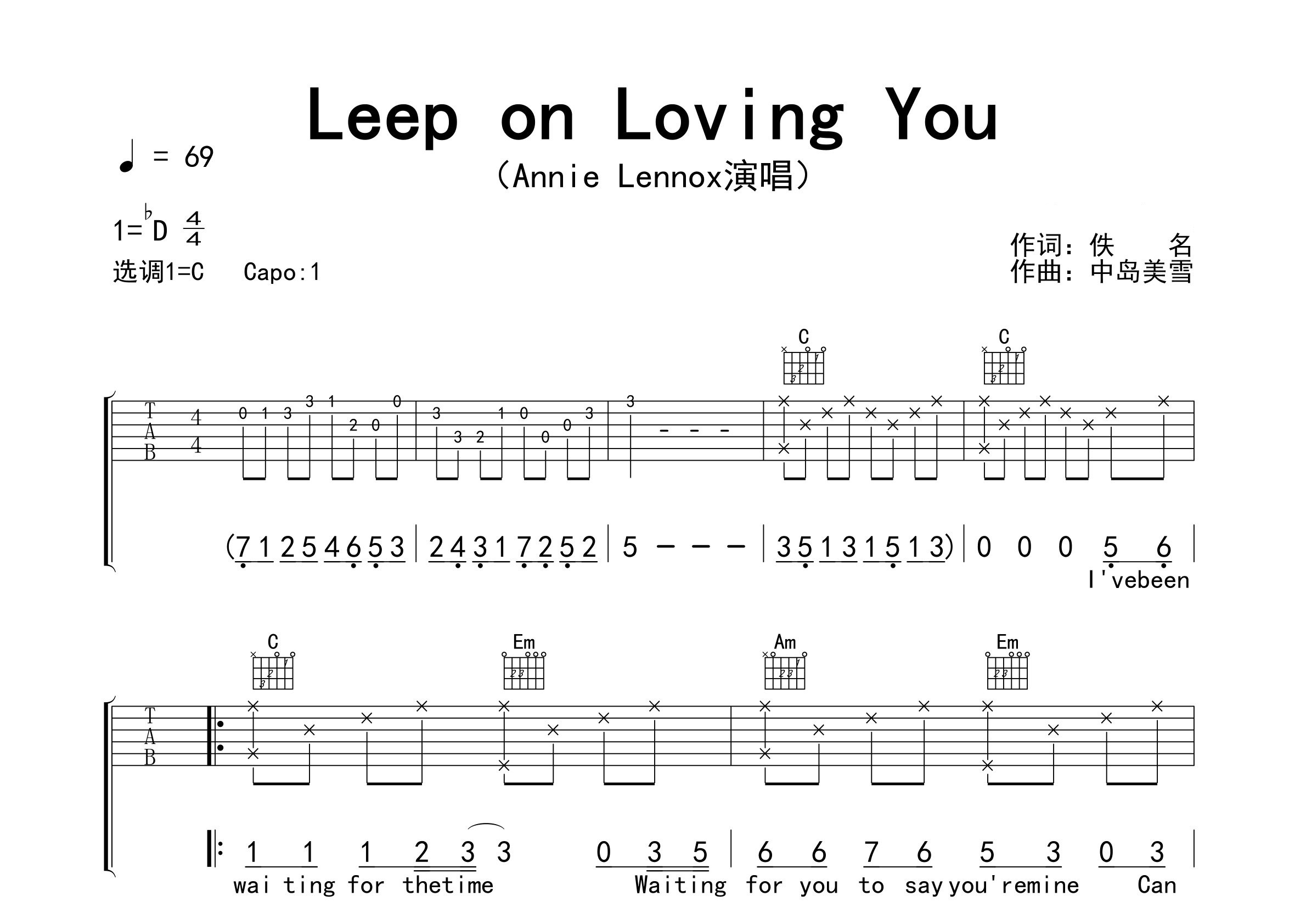 Leep-on-Loving-You吉他谱预览图