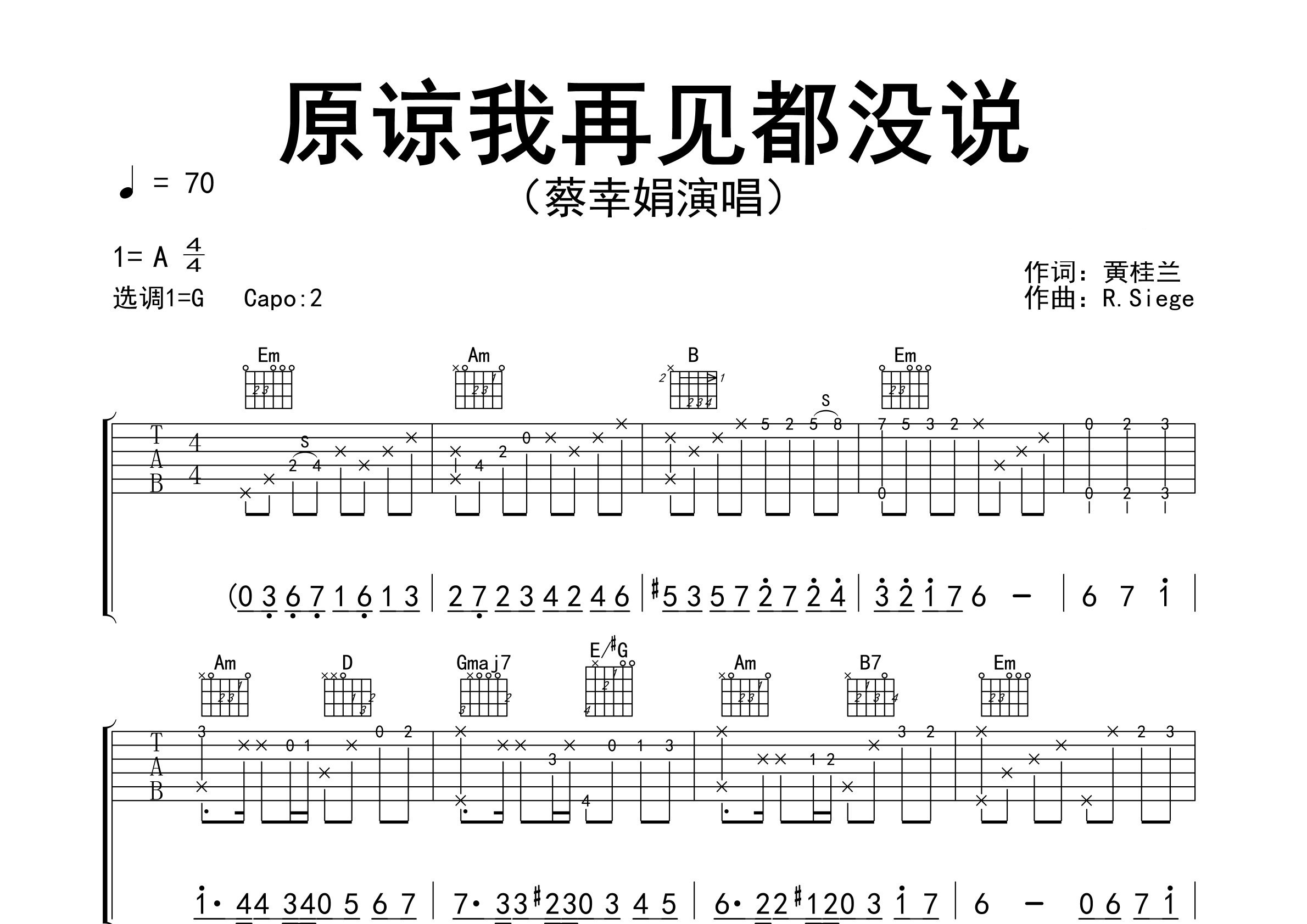 原谅我再见都没说吉他谱预览图