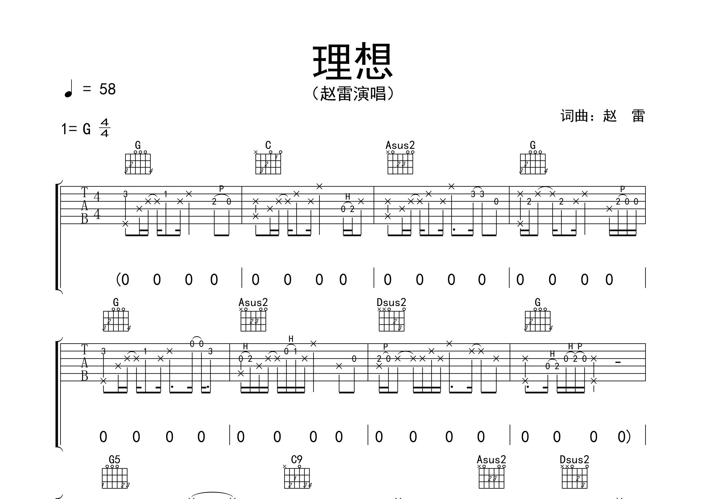 理想吉他谱预览图