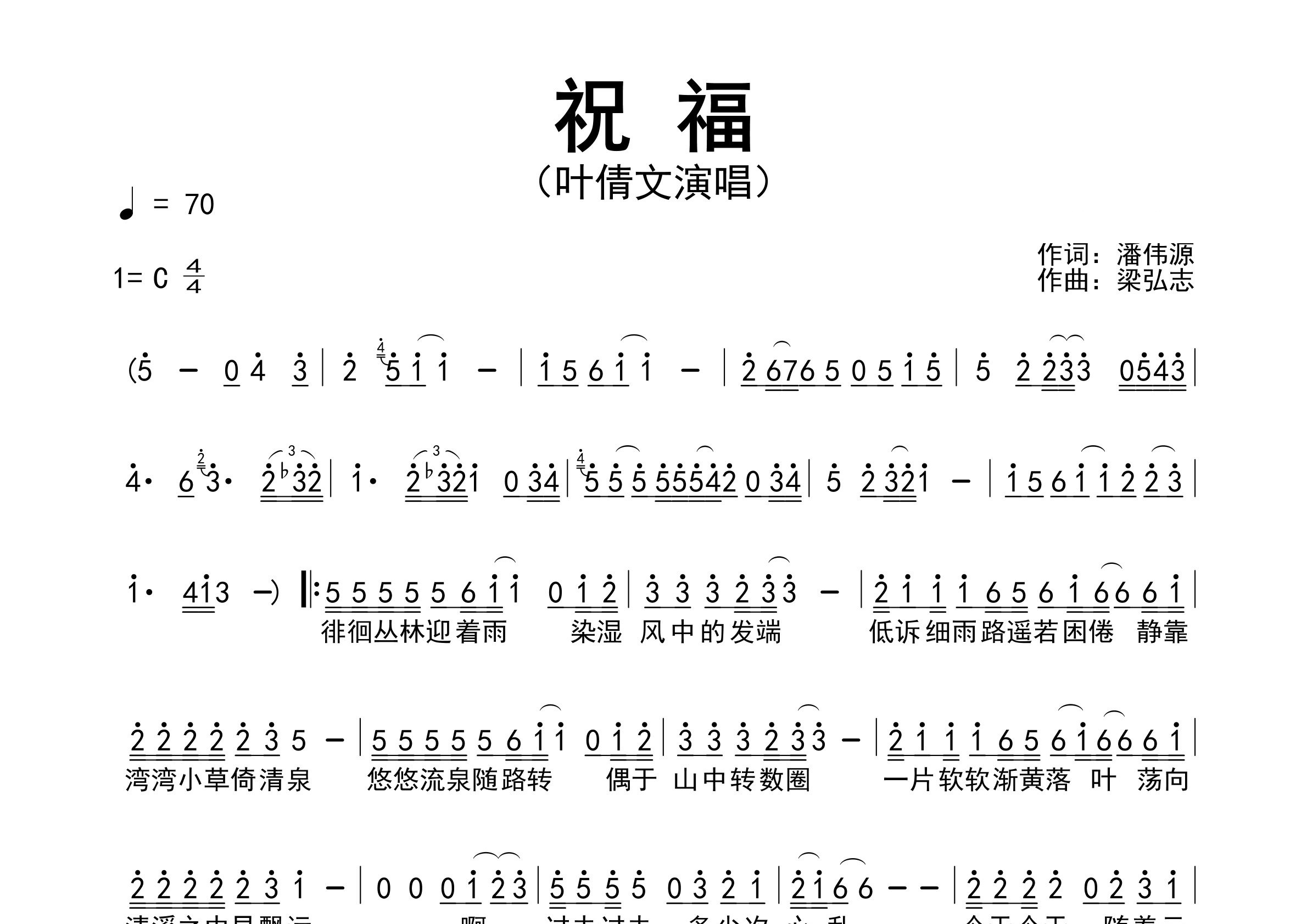 祝福歌曲简谱预览图