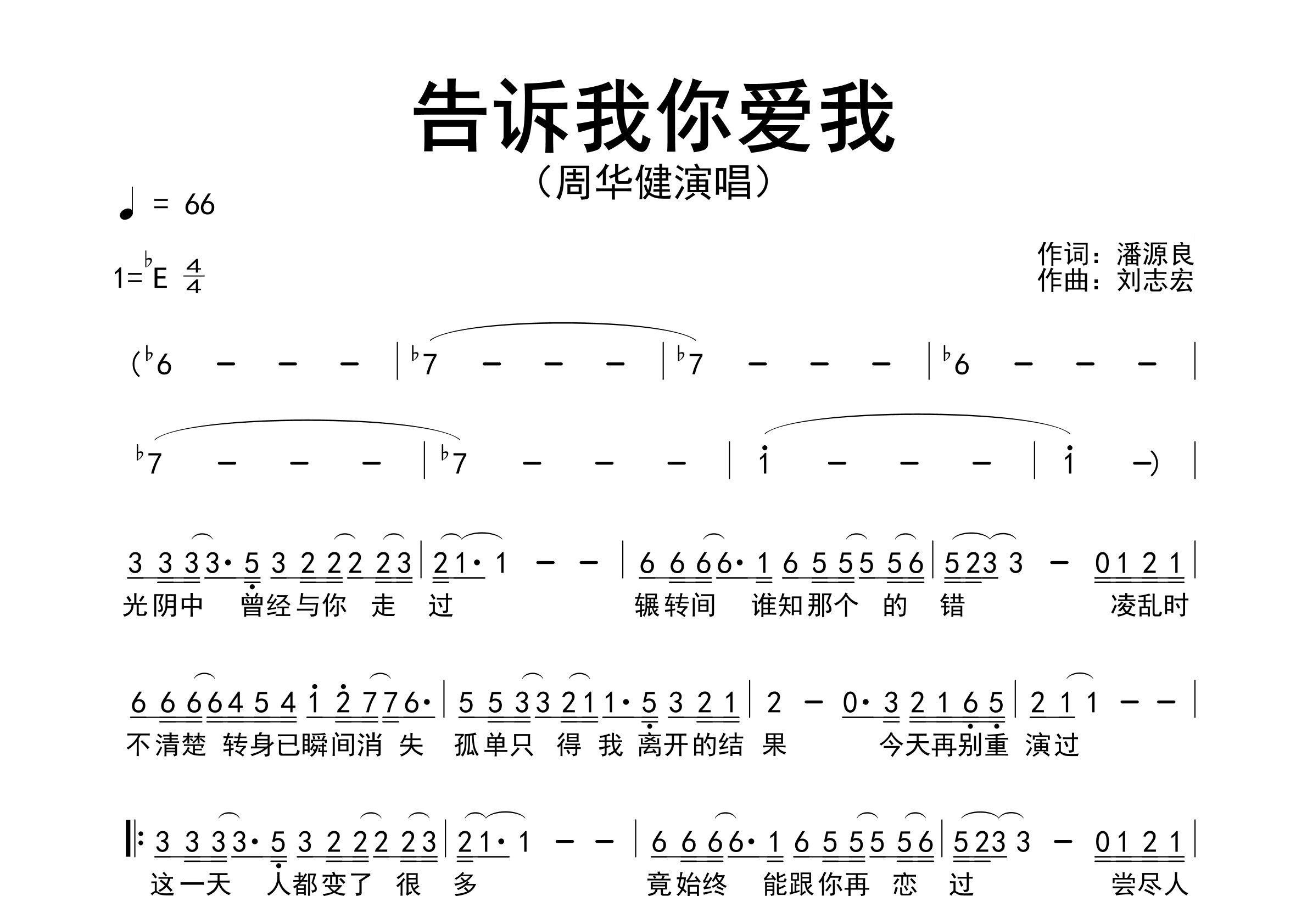 告诉我你爱我歌曲简谱预览图