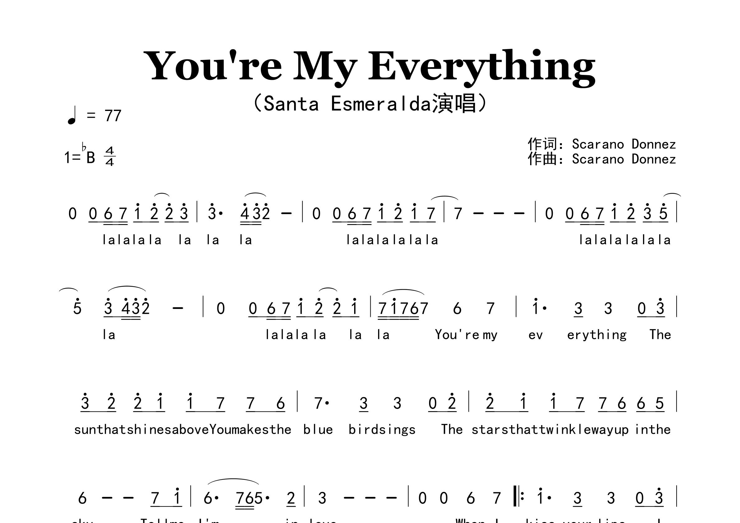 You're-My-Everything歌曲简谱预览图